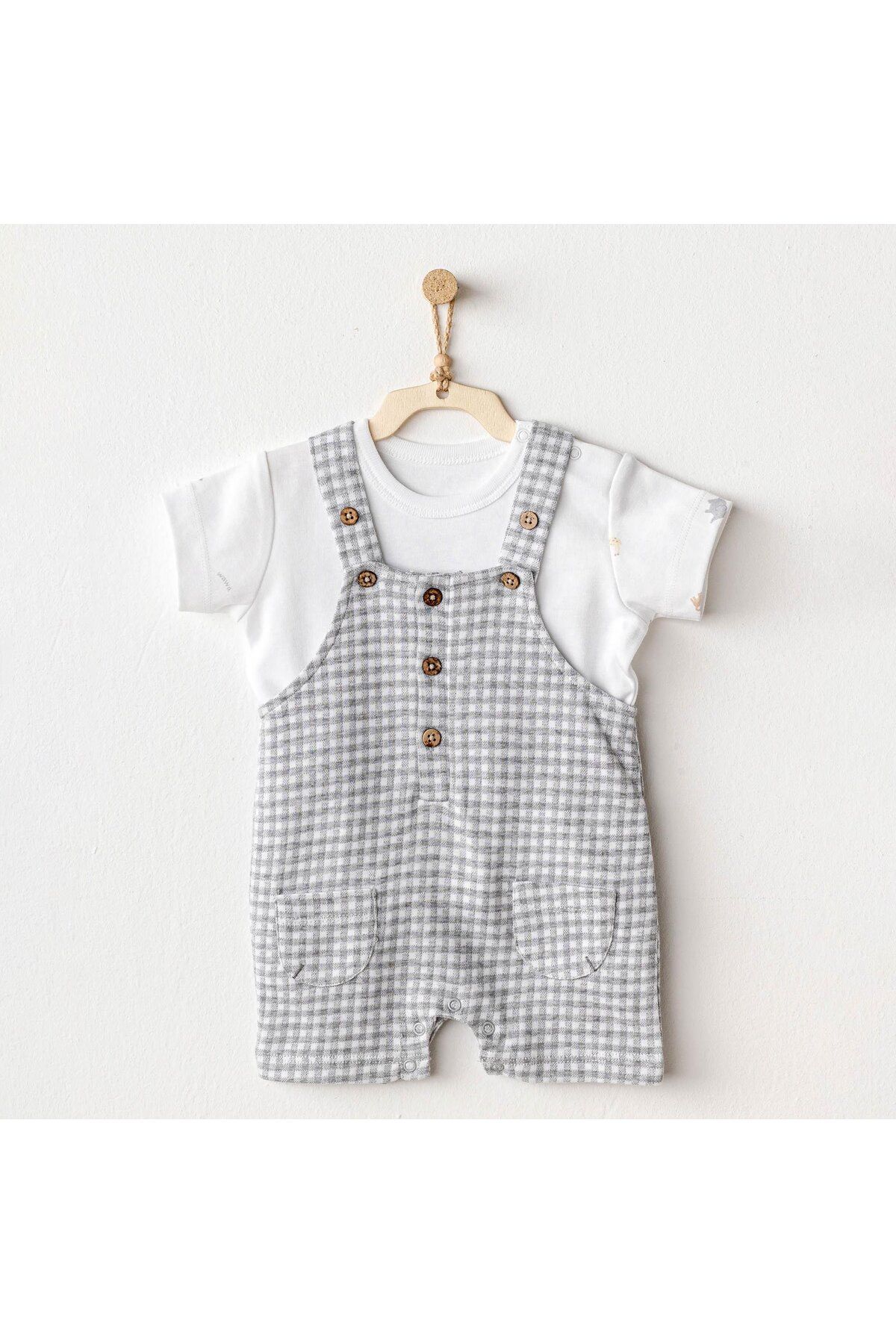 andywawa AC25804 Jumpsuit Set Little King Salopet Takım Grey