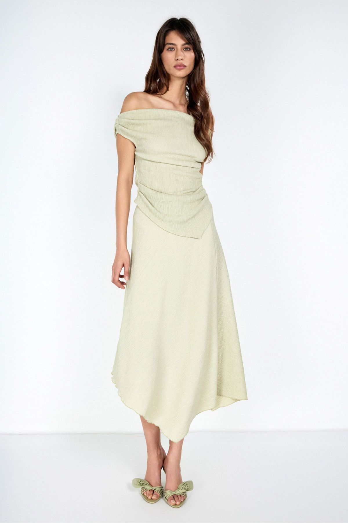 boneqa barcelona Kayık Yaka Mint Top