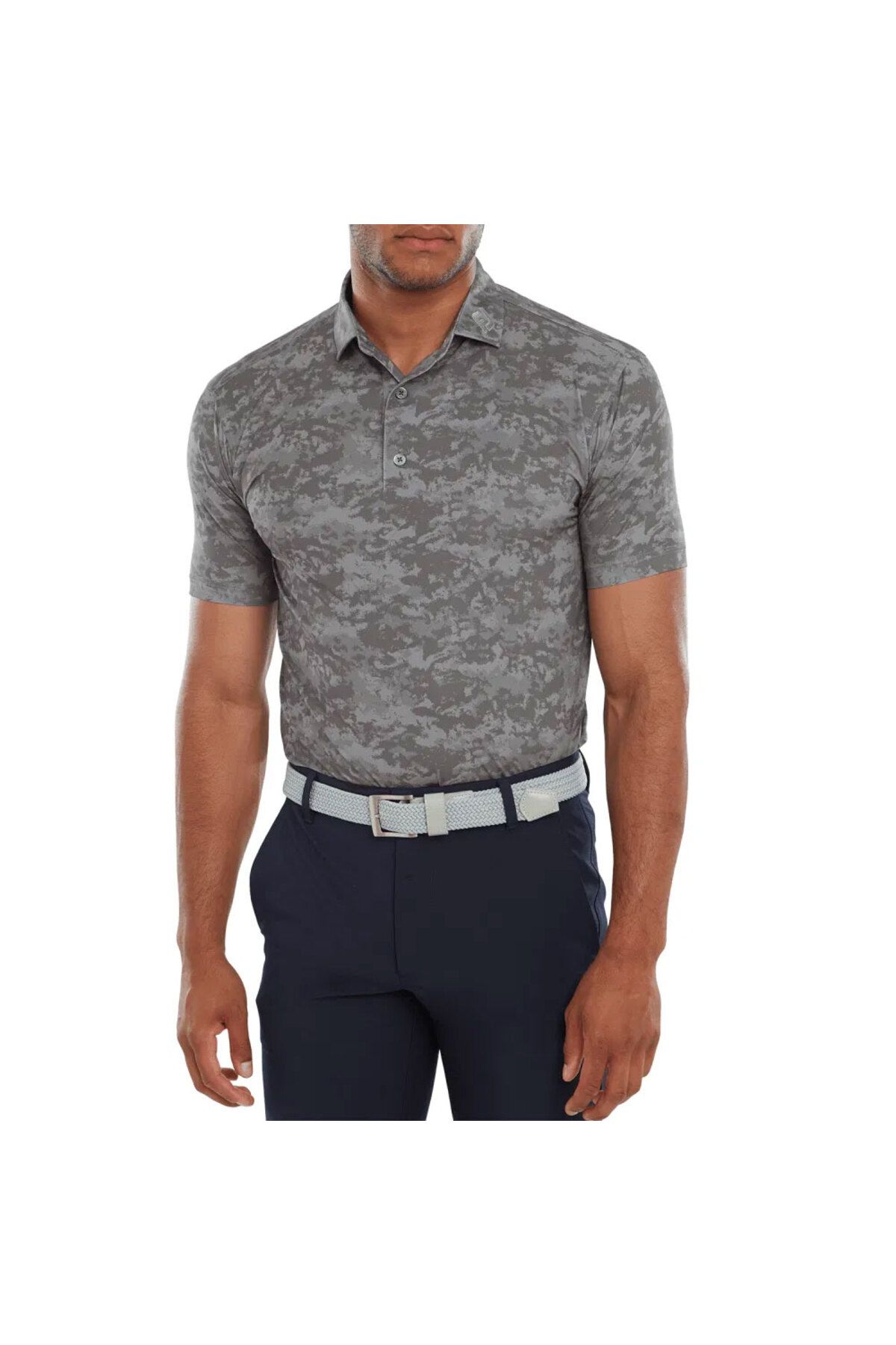 FootJoy Bulut Kamuflajı Lisle Polo Yaka Golf T-Shirt Gri 80006