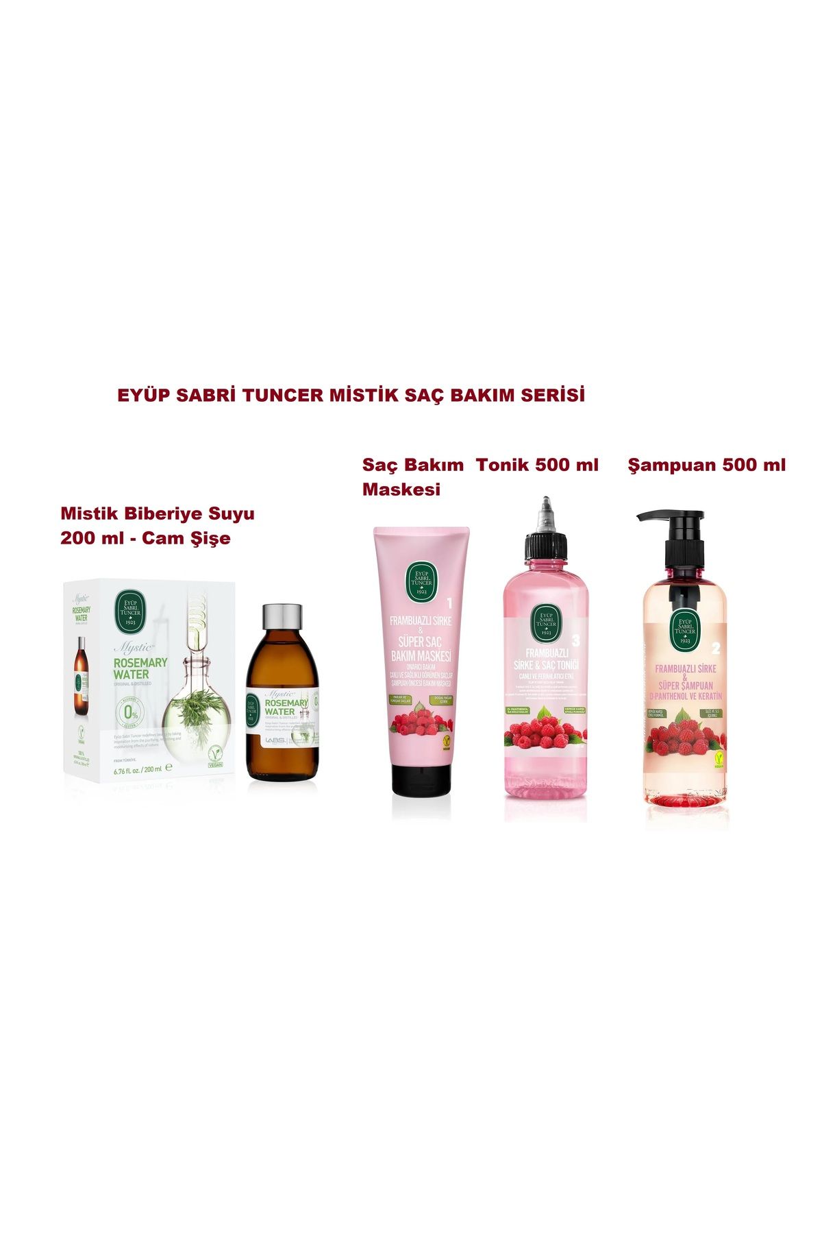 Eyüp Sabri Tuncer EYÜP SABRİ TUNCER MİSTİK SAÇ BAKIM SERİSİ, ŞAMPUAN, TONİK, SAÇ MASKESİ VE BİBERİYE SUYU
