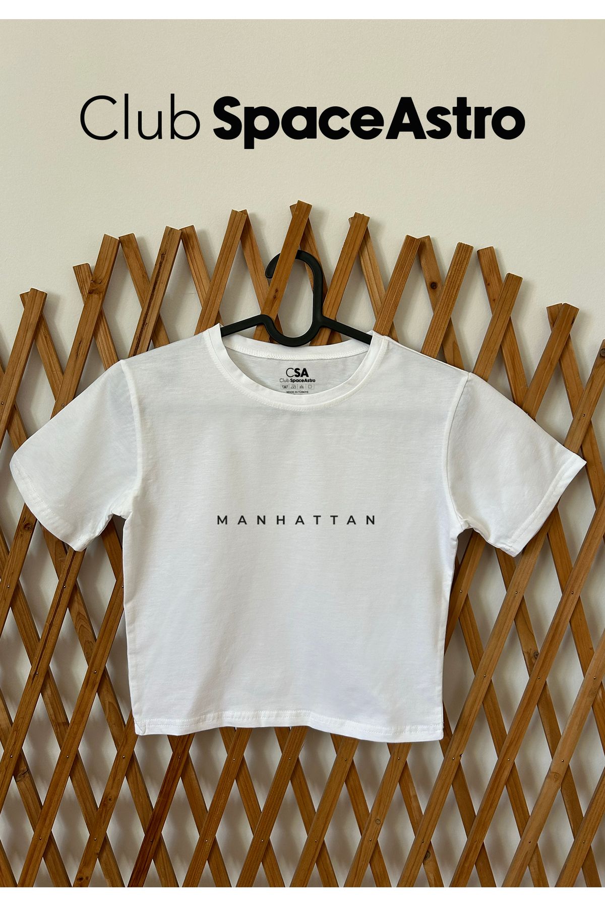 ClubSpaceAstro Manhatton Baskılı Pamuklu Likralı Bisiklet Yaka Crop Kadın Üst