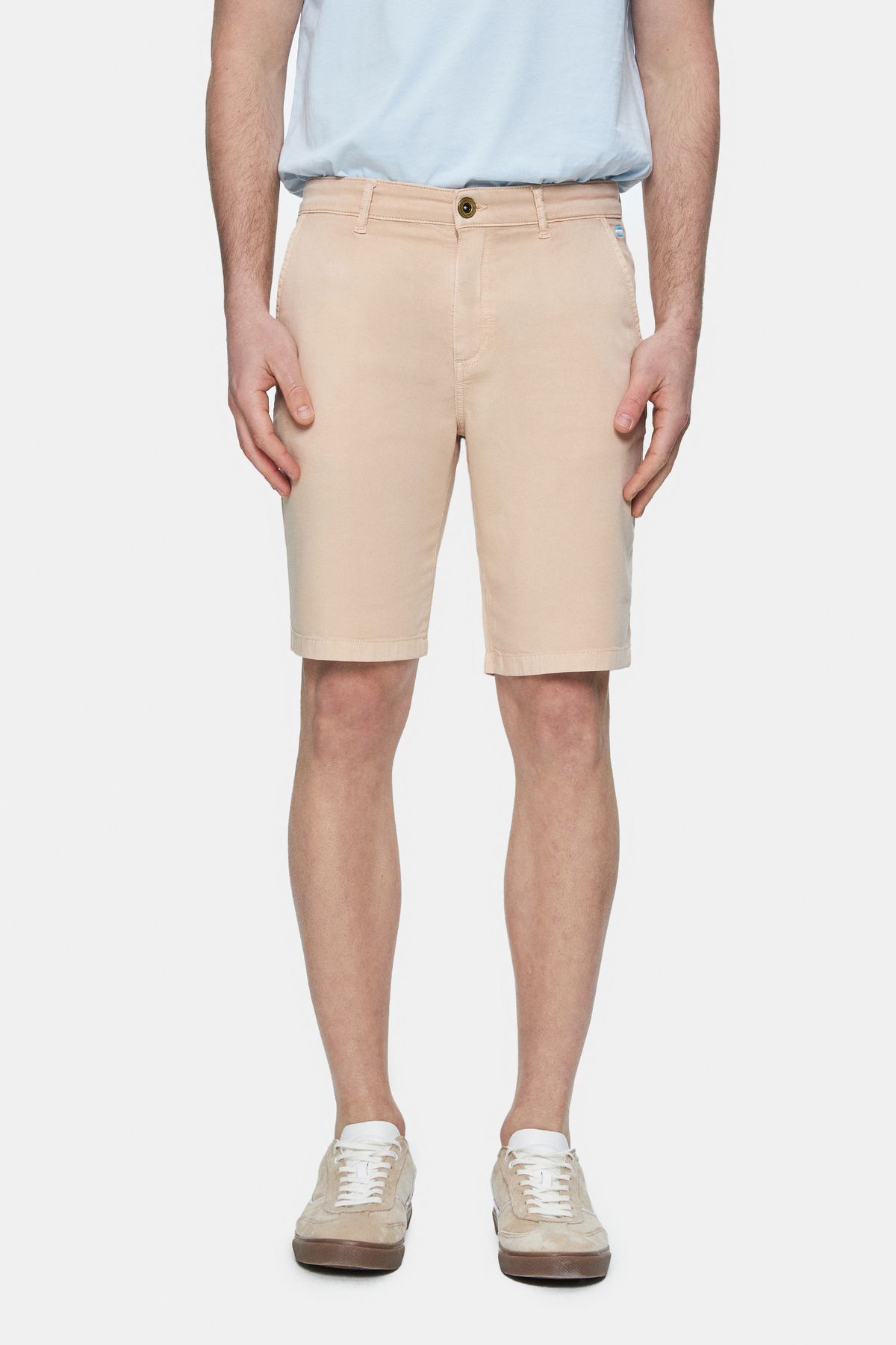 UCLA VALOR Camel Gabardin Nakışlı Standard Fit Erkek Şort