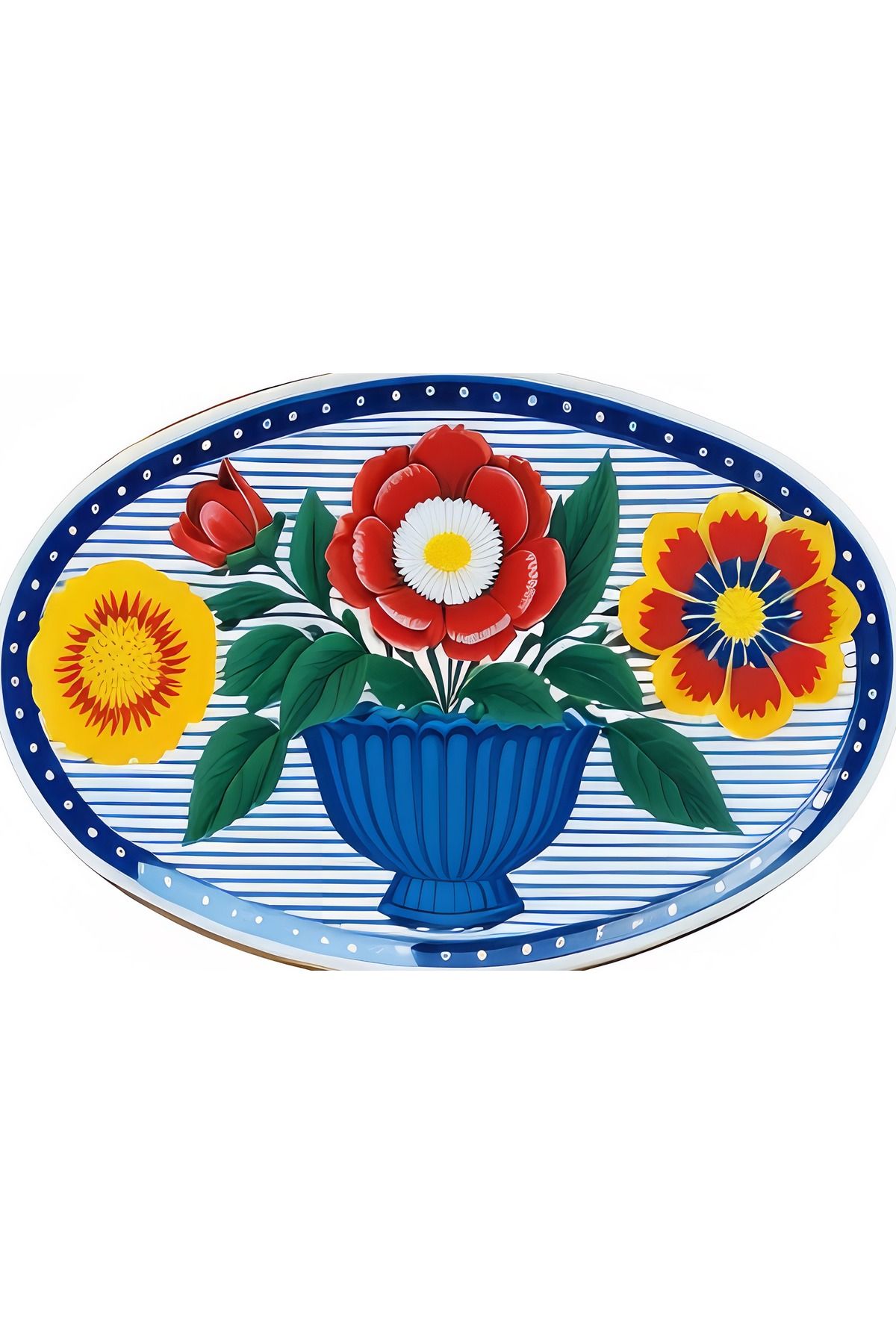 Rugs Modern Halı Leyla Koleksiyonu Vazoda Çiçekler Desenli Elips Dokuma Taban Dekoratif Halı leyla53