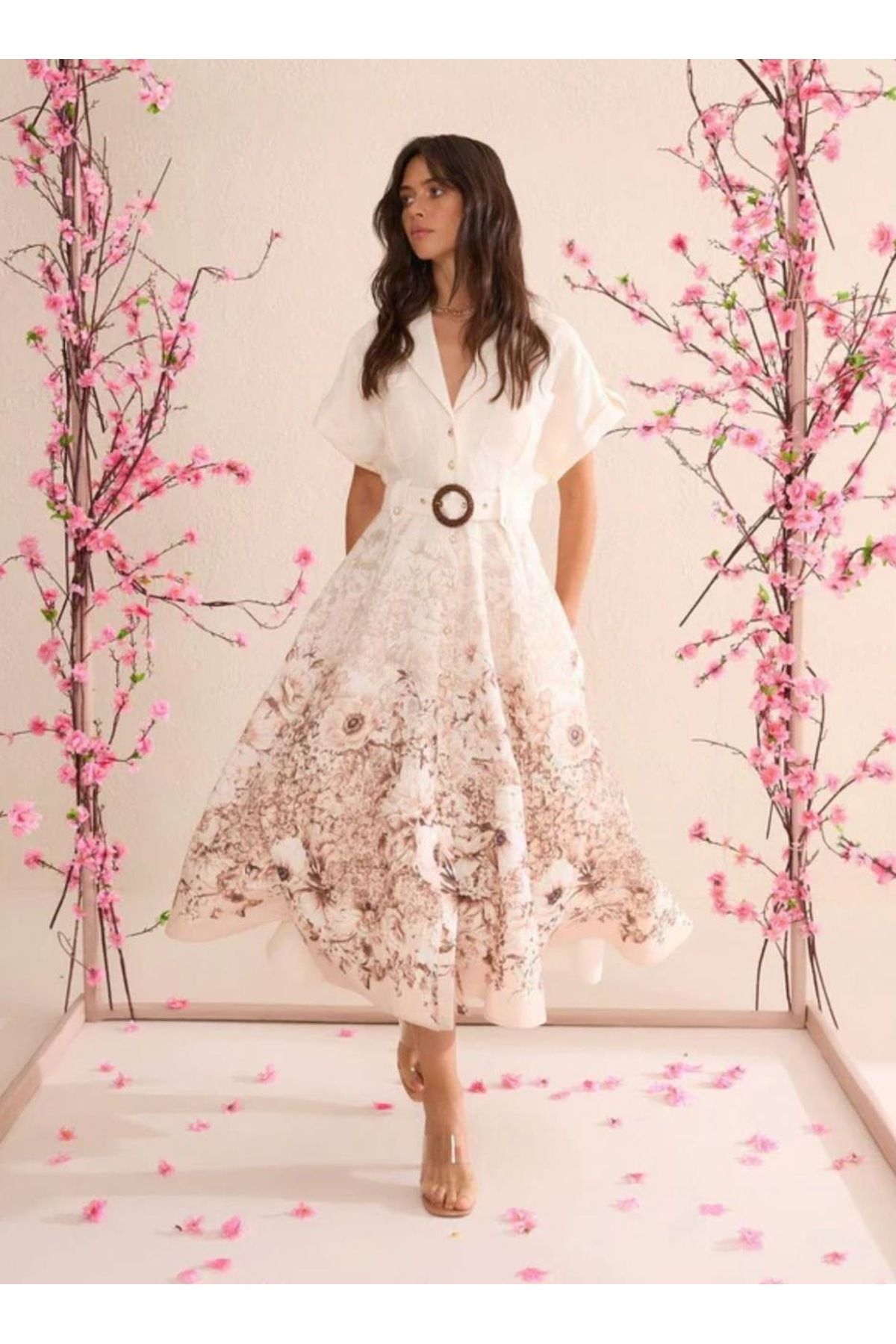 Kashaya Kadin Zimmerman model Keten kumaş kemer dahil elbise