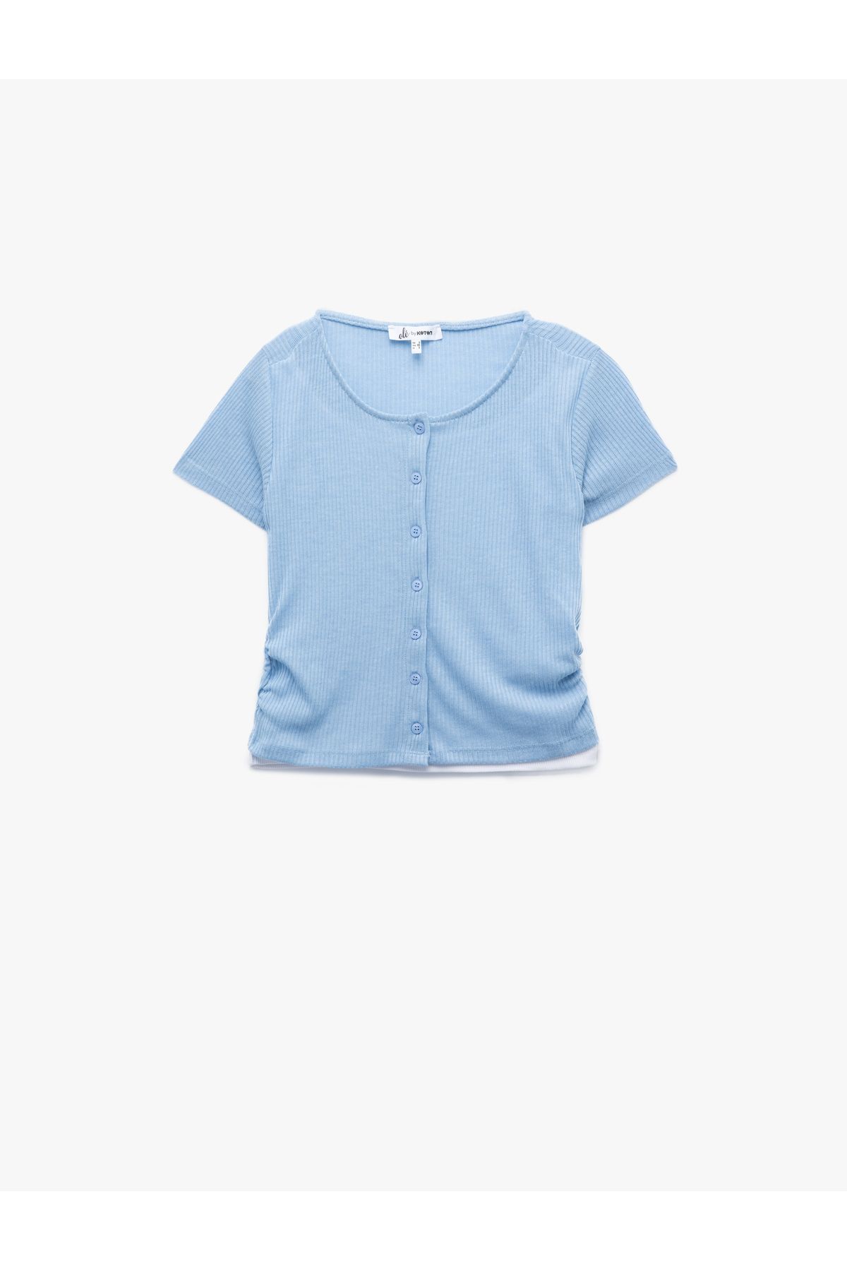 Koton Viskon Karışımlı Düğmeli Slim Fit Kısa Kollu Bisiklet Yaka Triko Hırka