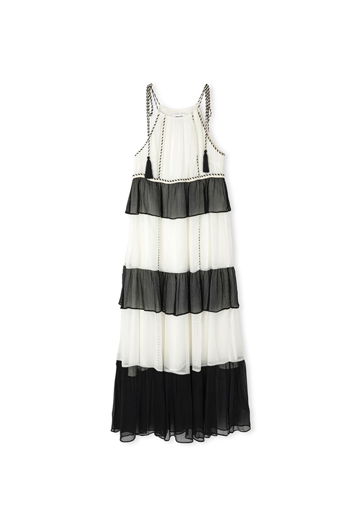 Halter yaka colorblock elbise - 3