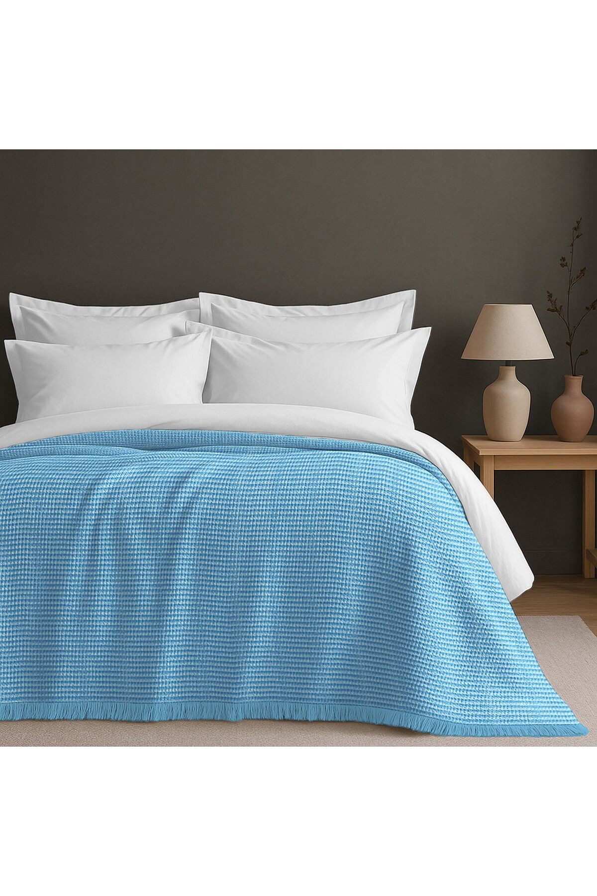 GOLD HOME COLLECTION Battal Yatak Örtüsü Pike,Waffle Desen