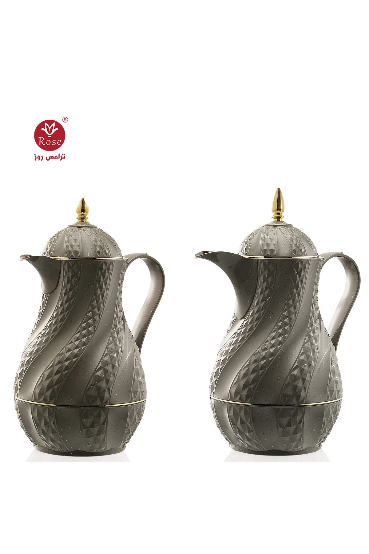 Rose-RS-2424 - A distinctive patterned tea and coffee thermos set consisting of two rose thermoses, one with a capacity of one and a half liters of coffee and one and a half liters of tea. 1