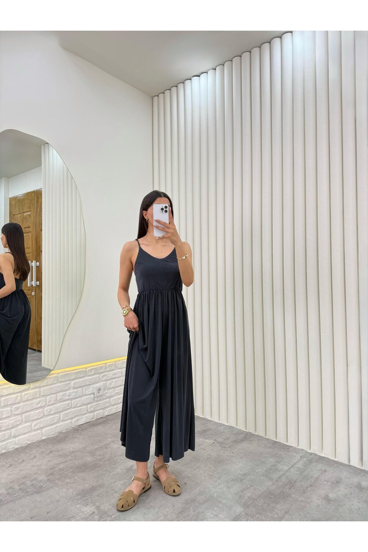 Gaus Antrasit Askısı Ayarlanabilir Modal Kumaş Tulum Gaus00331