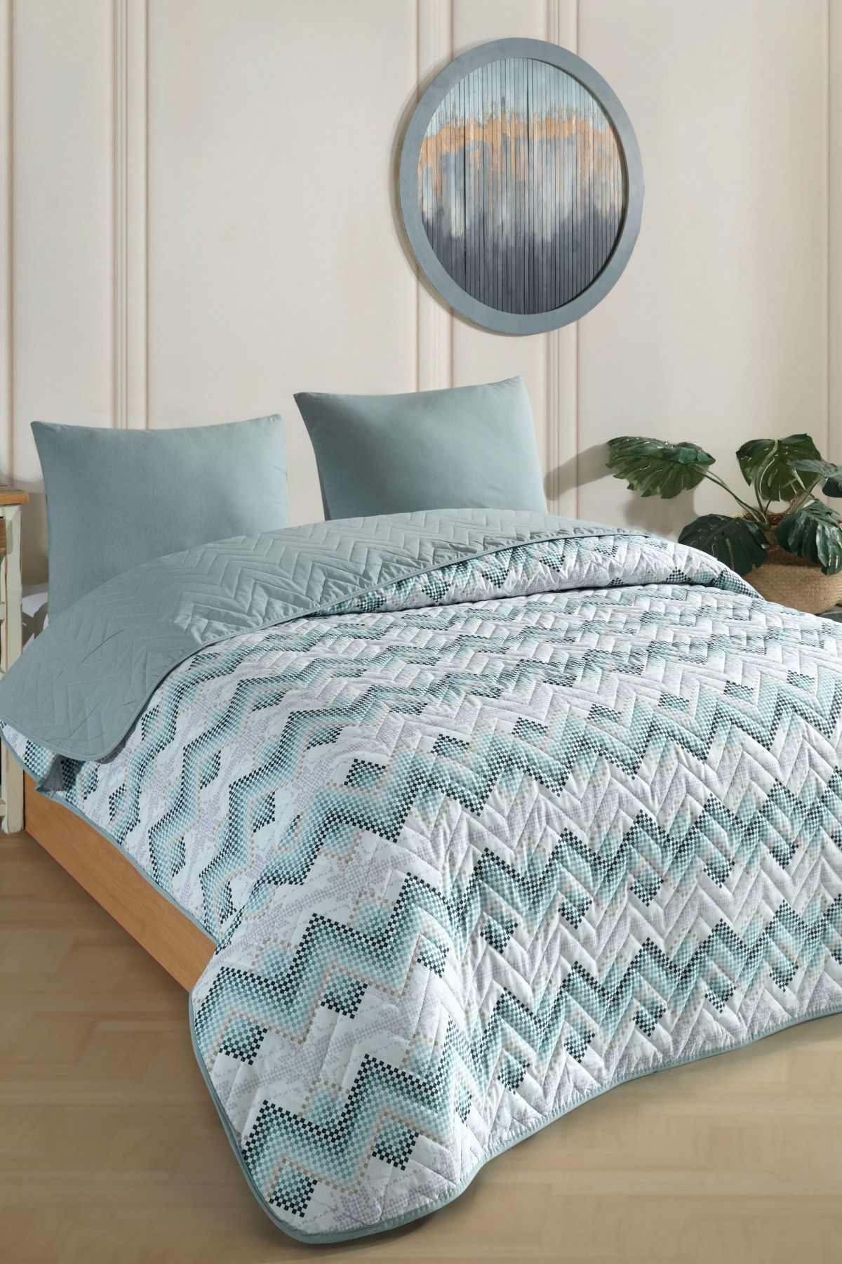 Formeya-Single Patterned Quilted Double Sided Colorful Pique Bedspread Set 160X230 cm (Without Sheets) 3