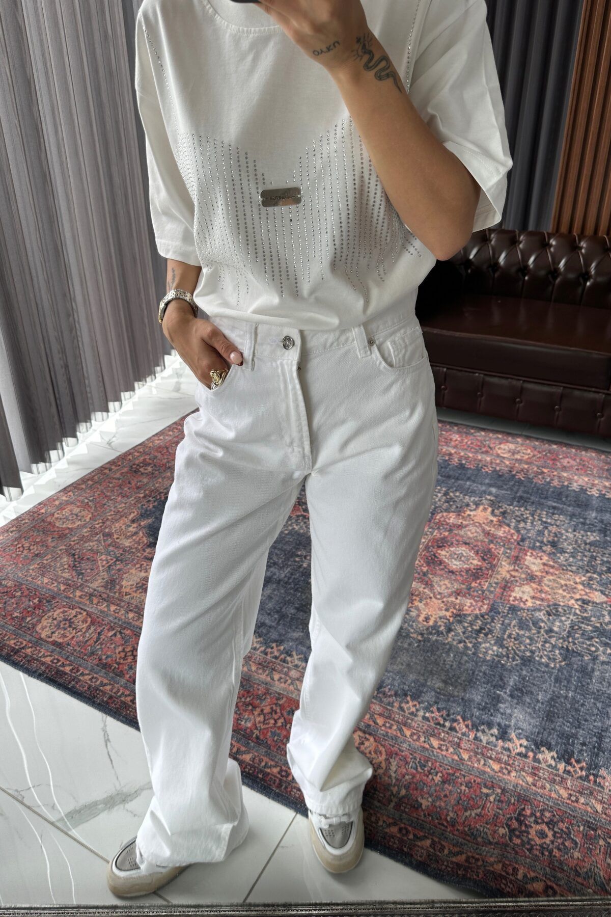 bysedaortac Bath Beyaz Wide Leg Jean
