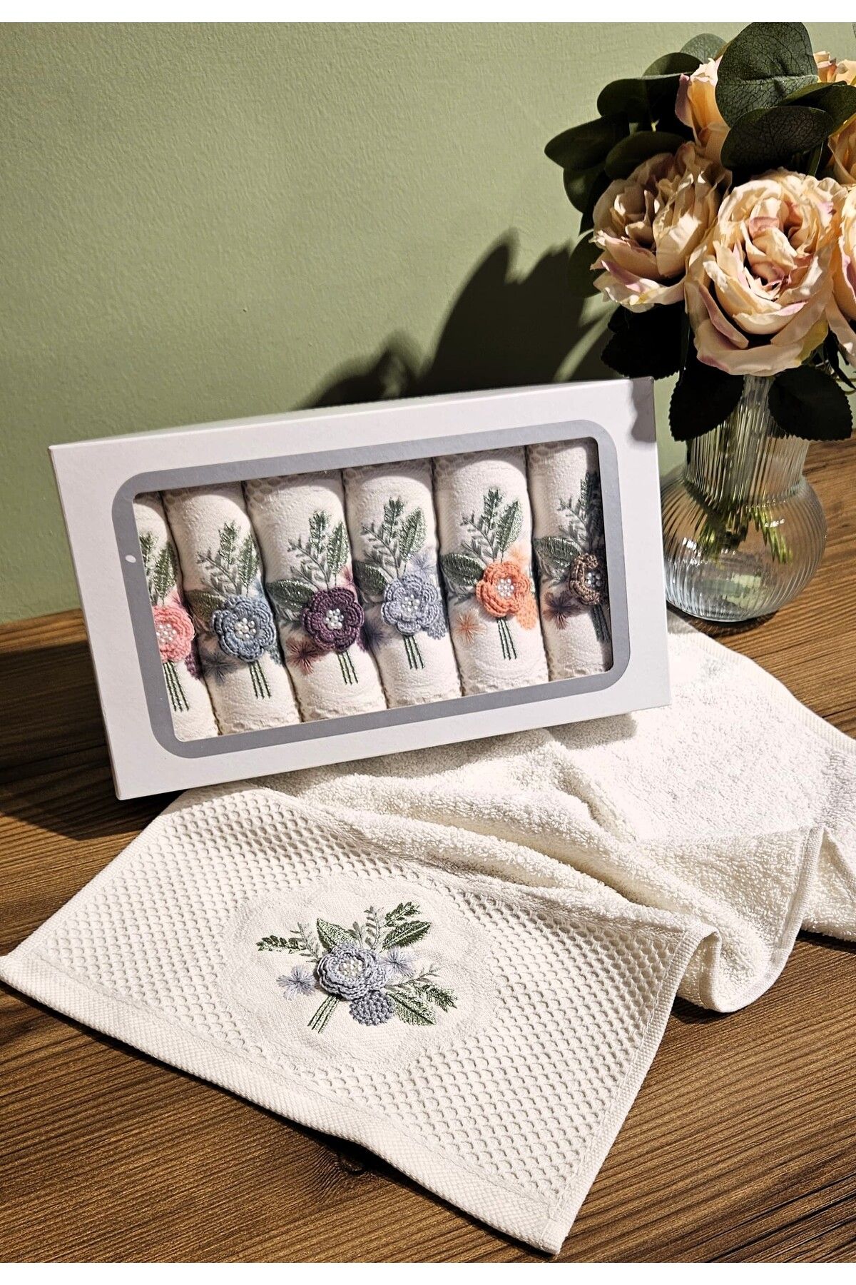 LİNDENİ HOME HEDİYELİK HAVLU ÇEYİZLİK HAVLU 3 BOYUT NAKIŞLI 30CM*50CM 6 ADET %100 PAMUK HAVLU