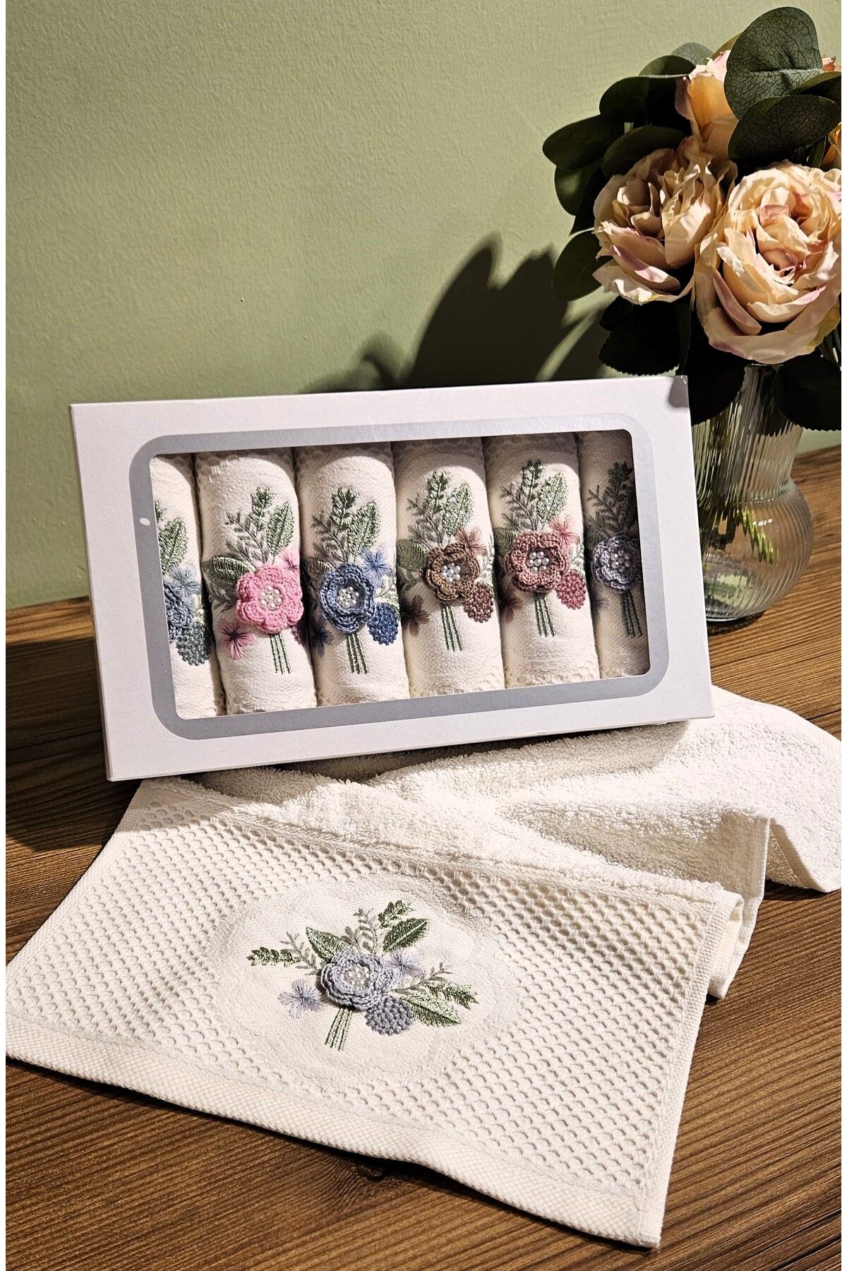 LİNDENİ HOME HEDİYELİK HAVLU ÇEYİZLİK HAVLU 3 BOYUT NAKIŞLI 30CM*50CM 6 ADET %100 PAMUK HAVLU