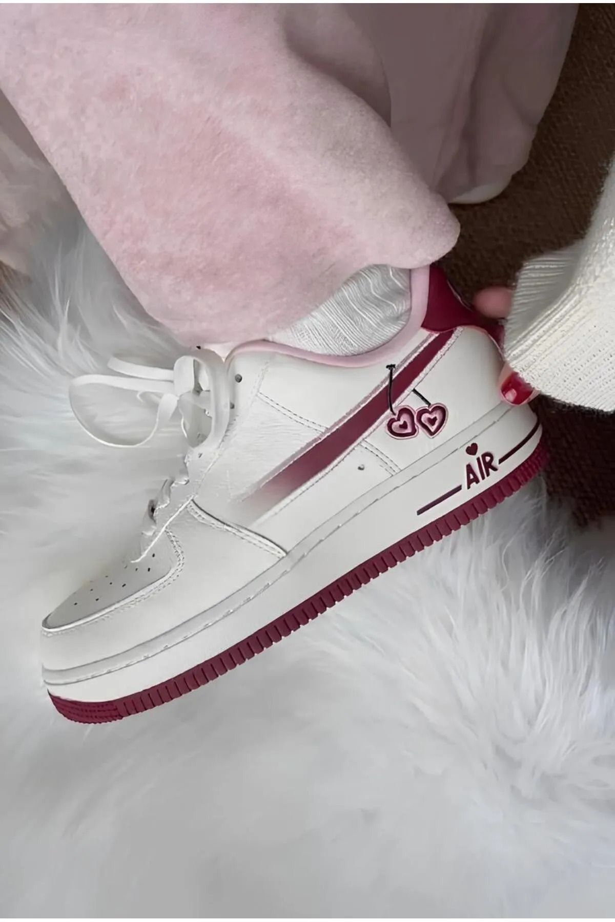 Getir Ali Happy Valentines Kirazlı Sneaker Günlük Spor Ayakkabı, Kaymaya Dayanıklı Taban