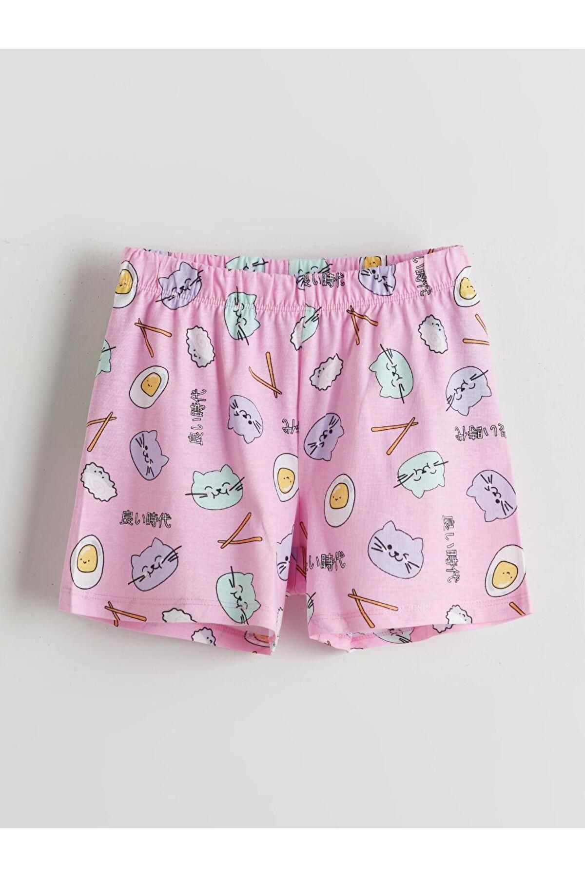 Baskılı Kız Çocuk Şortlu Pijama Takım (S5) - 3