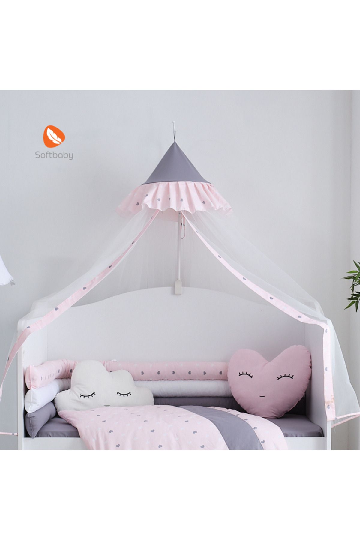 SOFT BABY TEKSTİL Soft Baby Beşik Yuvarlak Asma Cibinlik