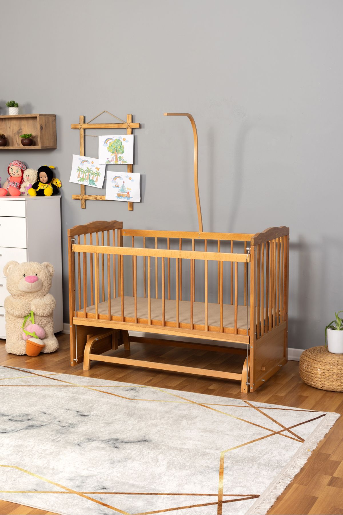Carino Wins Ahşap Beşik Anne Yanı Yeni Doğan Tutku Doğal Bebek Beşiği UYKU SETSİZ