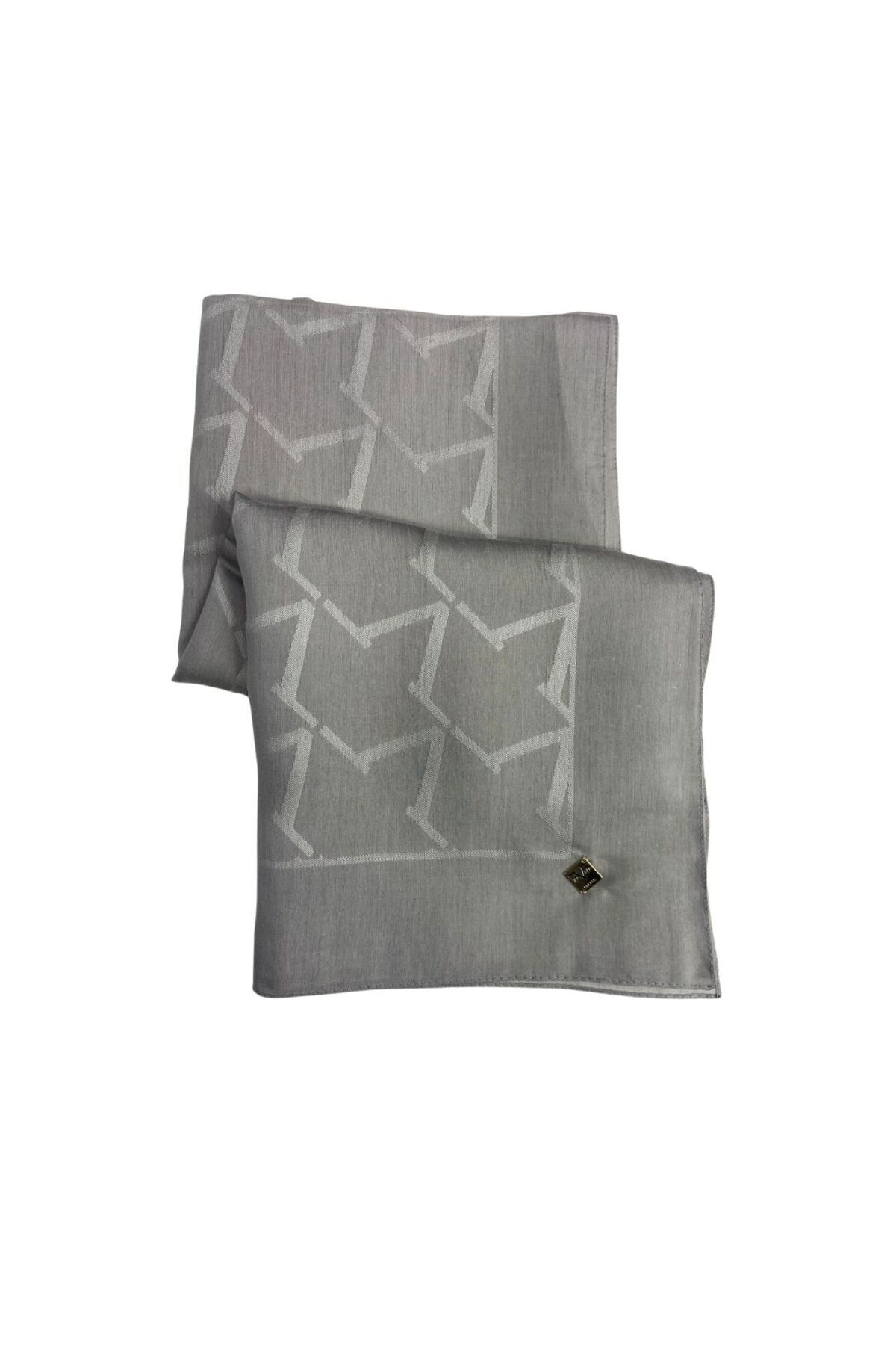 19V69 ITALIA Düz Renk Jakarlı Yün Seri Eşarp Askısı ile Birlikte 120x120 cm