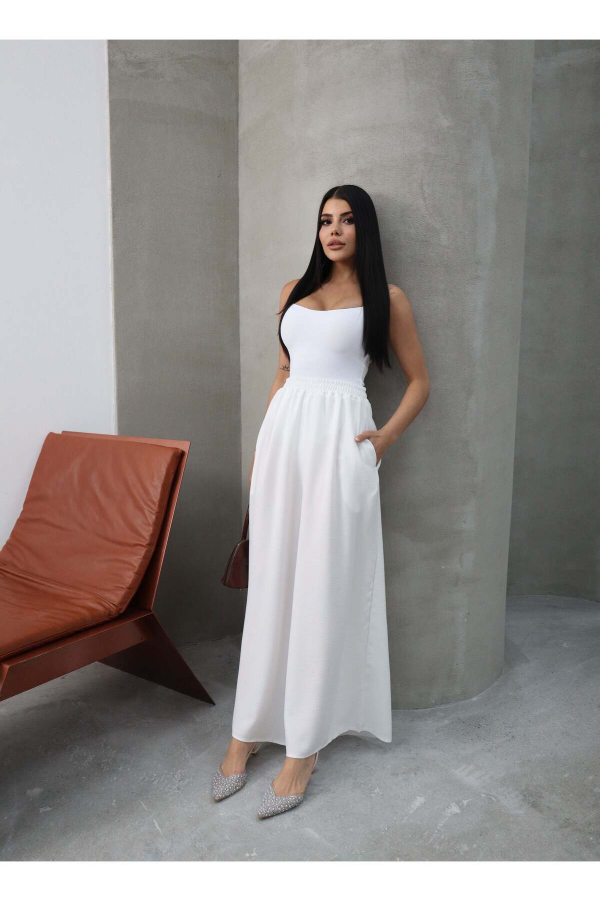 Hatun Atila Filaml Keten Etekli Pantolon 8826 Beyaz Fiyat Yorumlar 