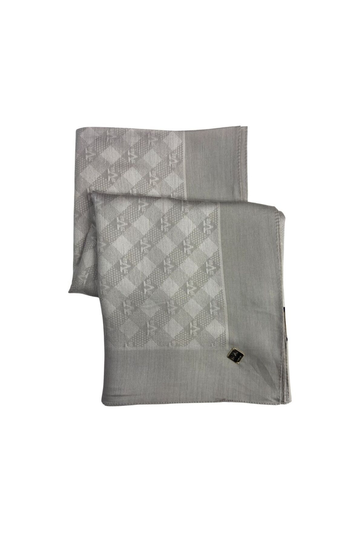19V69 ITALIA Düz Renk Jakarlı Yün Seri Eşarp Askısı ile Birlikte 120x120 cm
