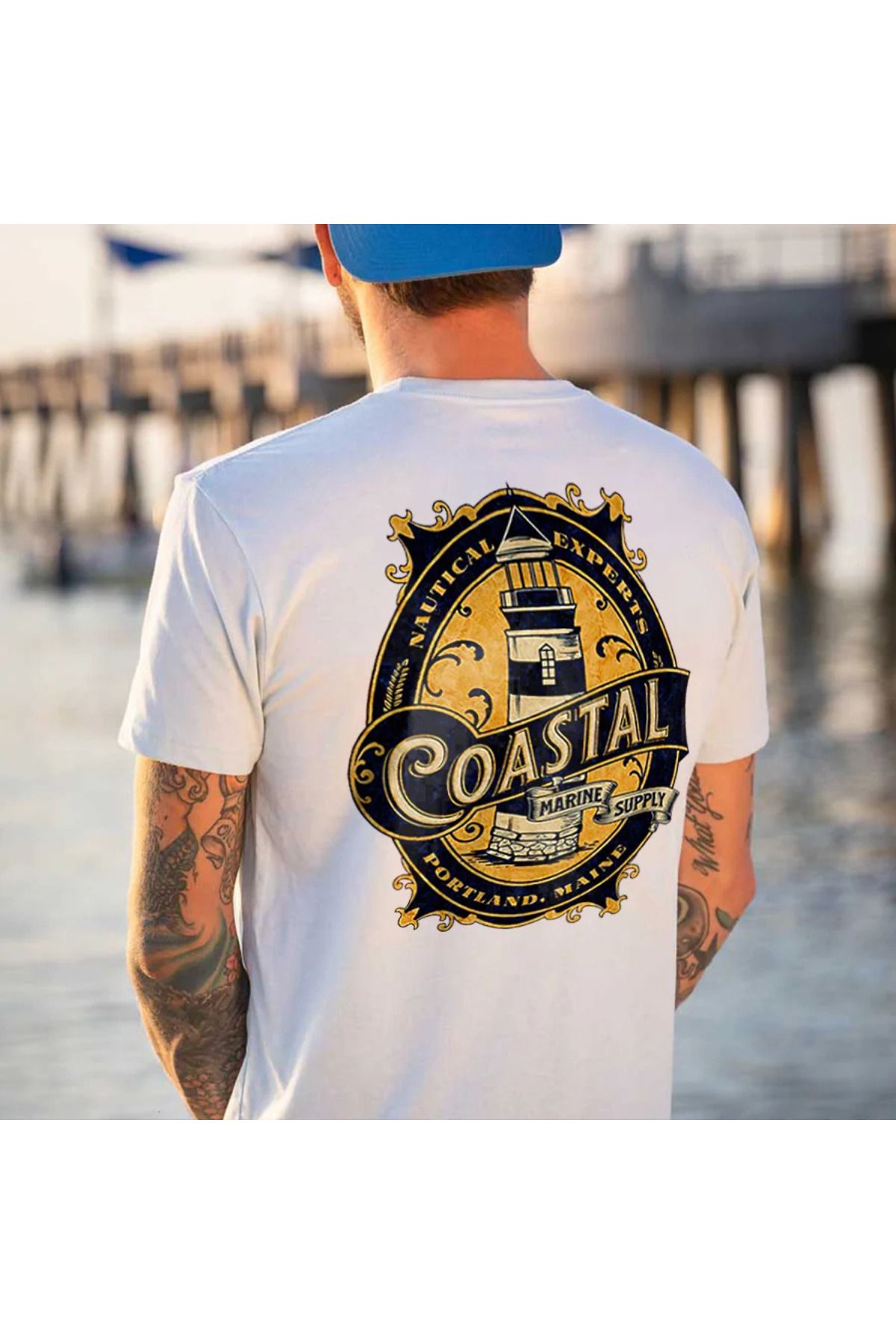 DESCARTES Coastal Lighthouse Baskılı Oversize T-shirt