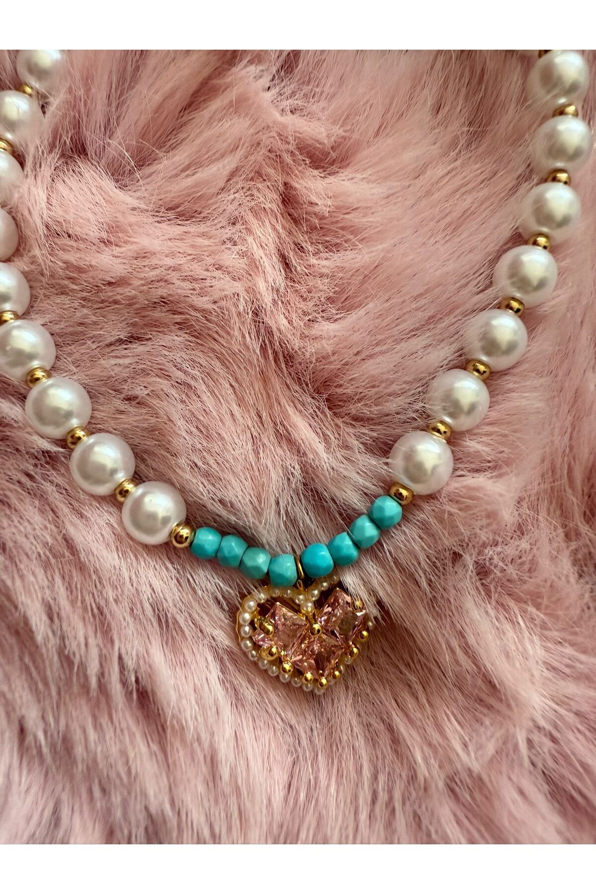 Butik Pembe Kalpli Zarafet | Paslanmaz Çelik İnci Bileklik”