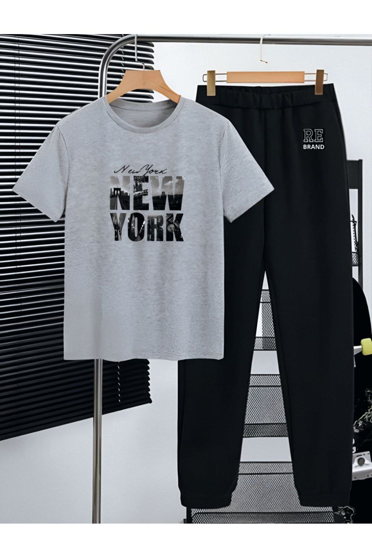 REBRAND Oversize T-shirt Takımı - Baskılı Alt Üst Eşofman Takım