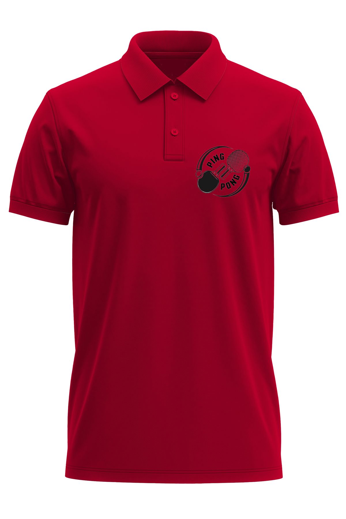 remonz Ping Pong Baskılı %100 Pamuk Regular Fit Polo Yaka T-Shirt