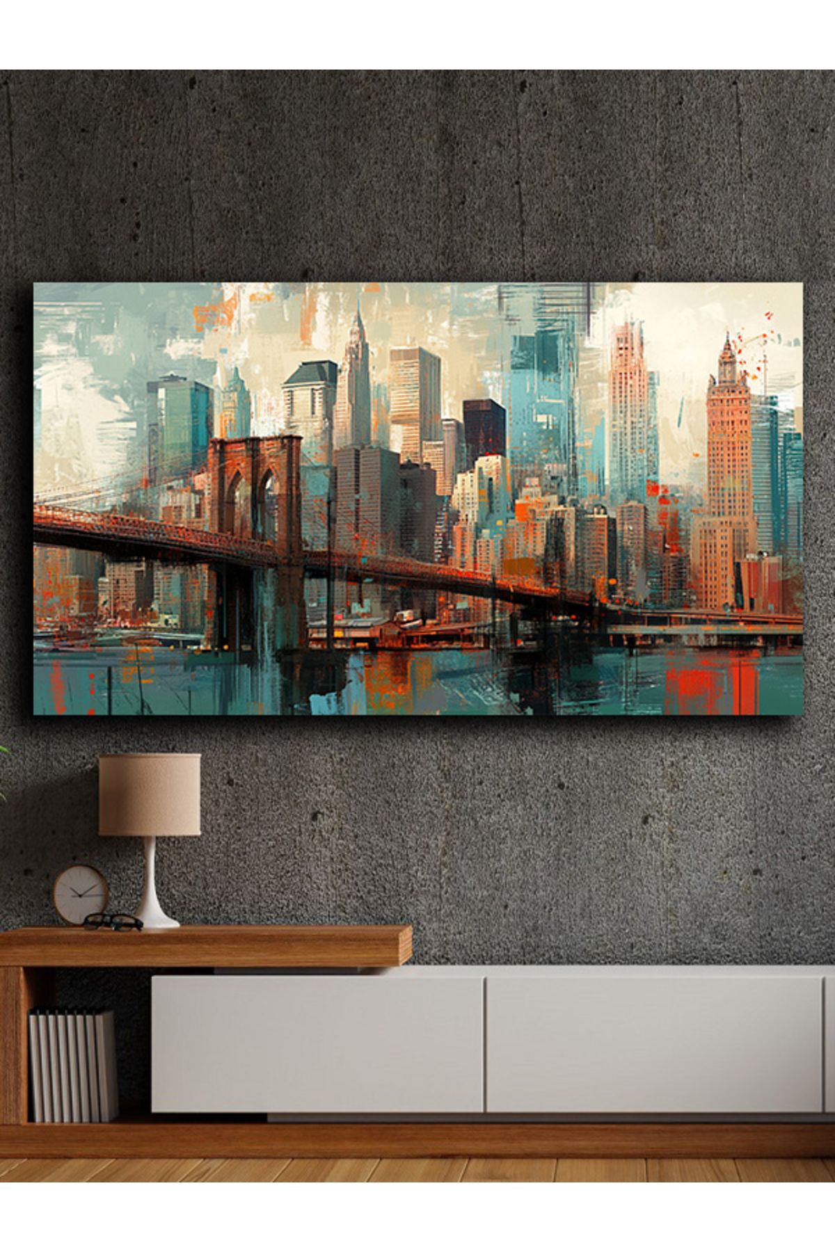 PRİME Concept Soyut yağlı boya görünümlü kanvas tablo 80x120 cm