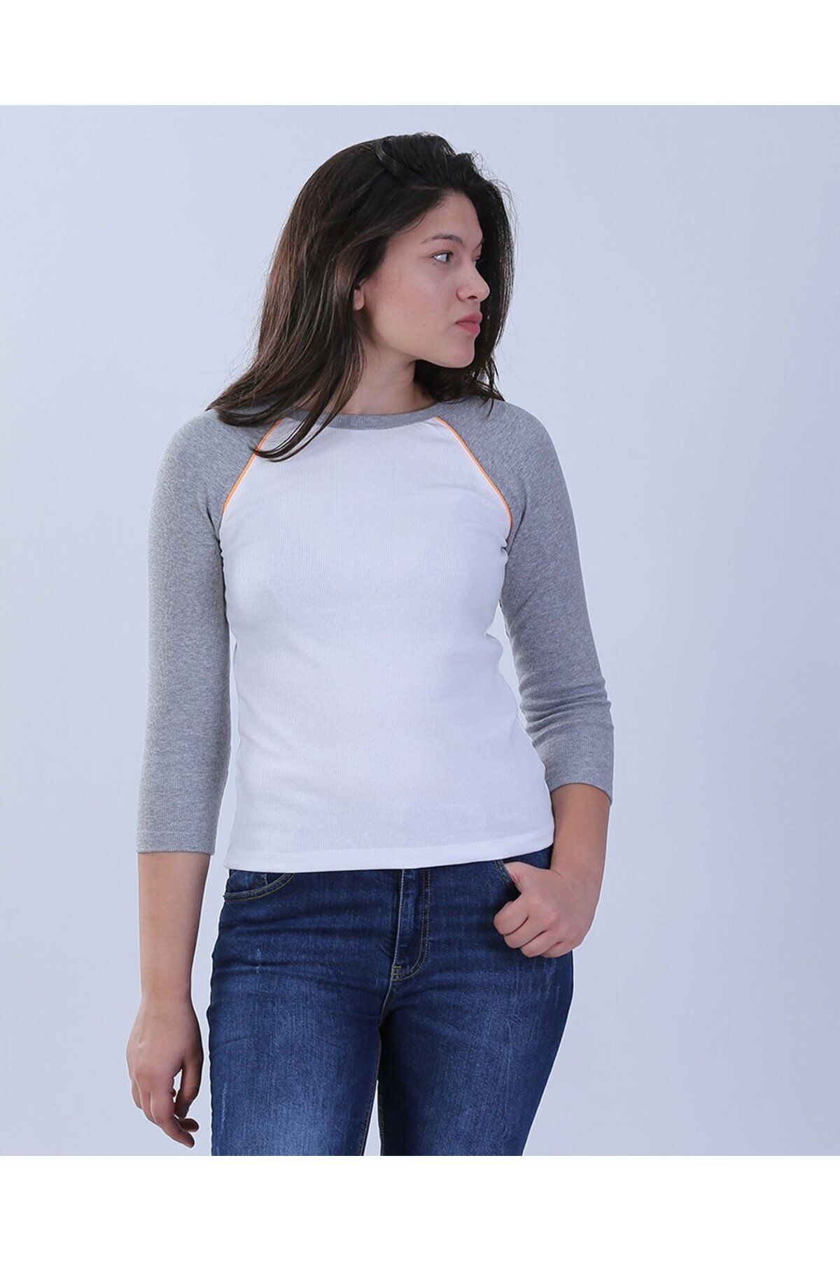 MARE BUTİK Reglan Kol Tişört-M - Gri