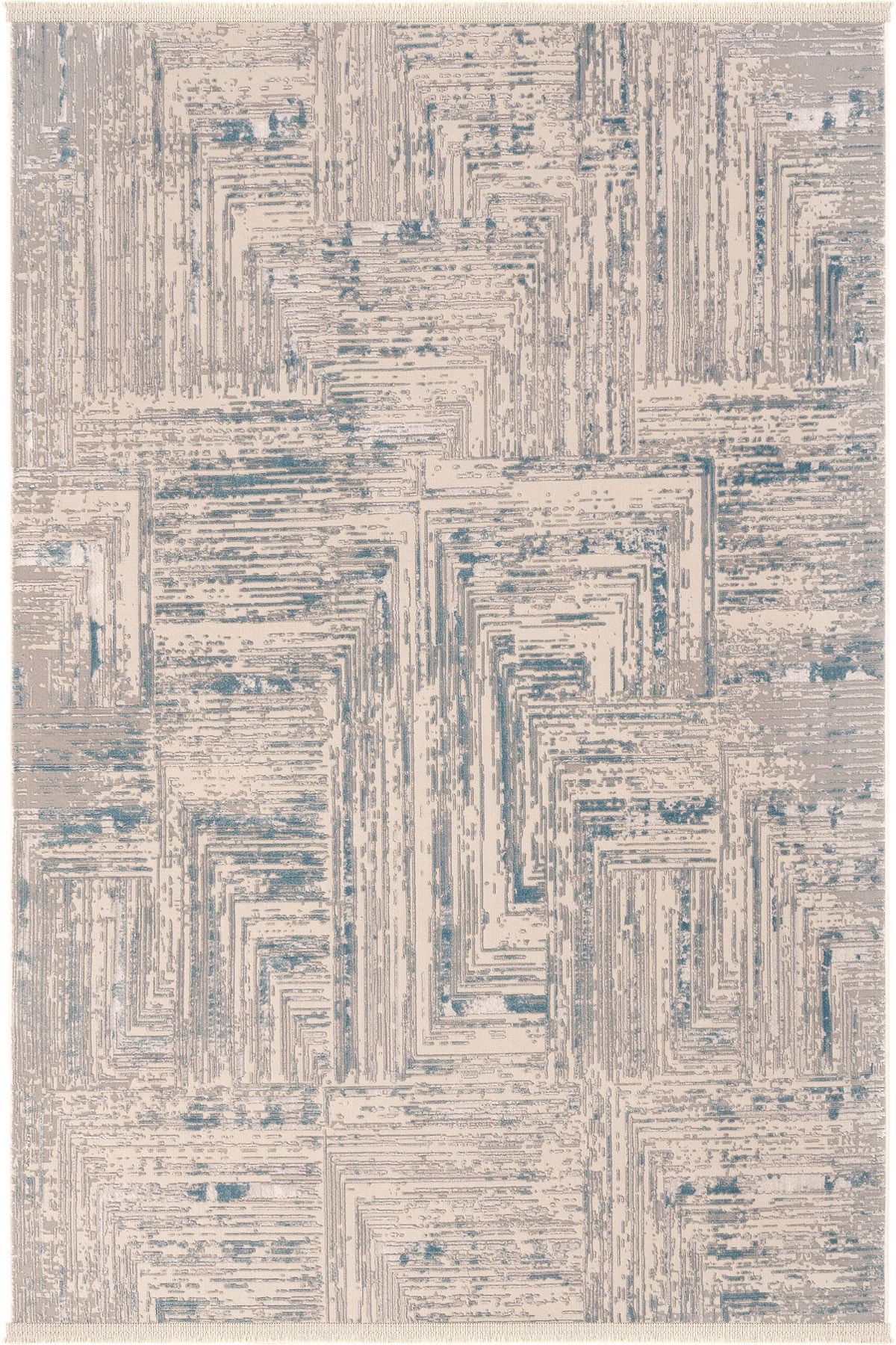 Cool Halı Venedik Mavi Gri Halı Soyut Geometrik Desenli Makine Dokuması Modern Oturma Odası Salon Halısı