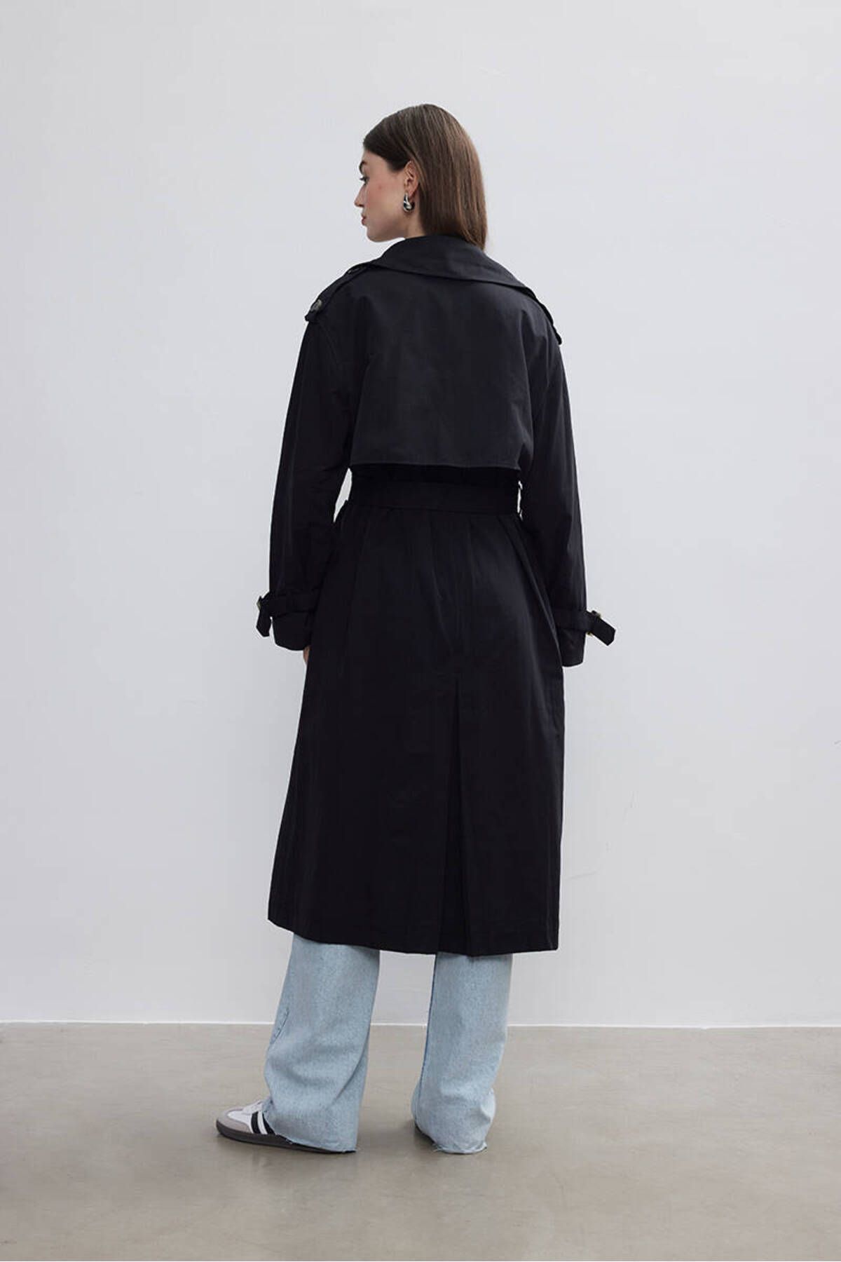 BE BLUE-BLACK DOUBLE WIND-UP TRENCH COAT 5