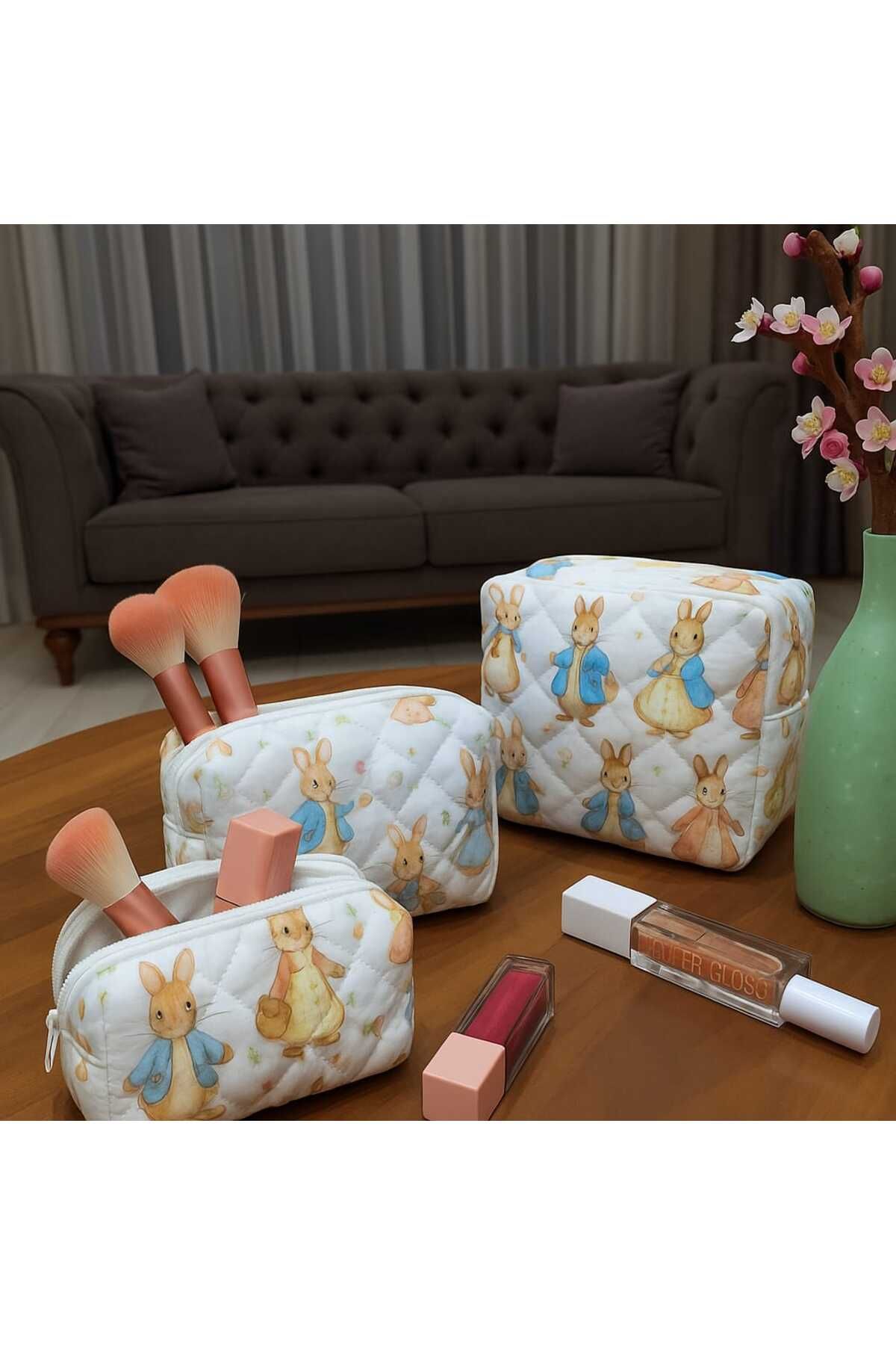 Textia Home 3'lü Makyaj Çantası Seti – Renkli ve Kullanışlı Tasarım