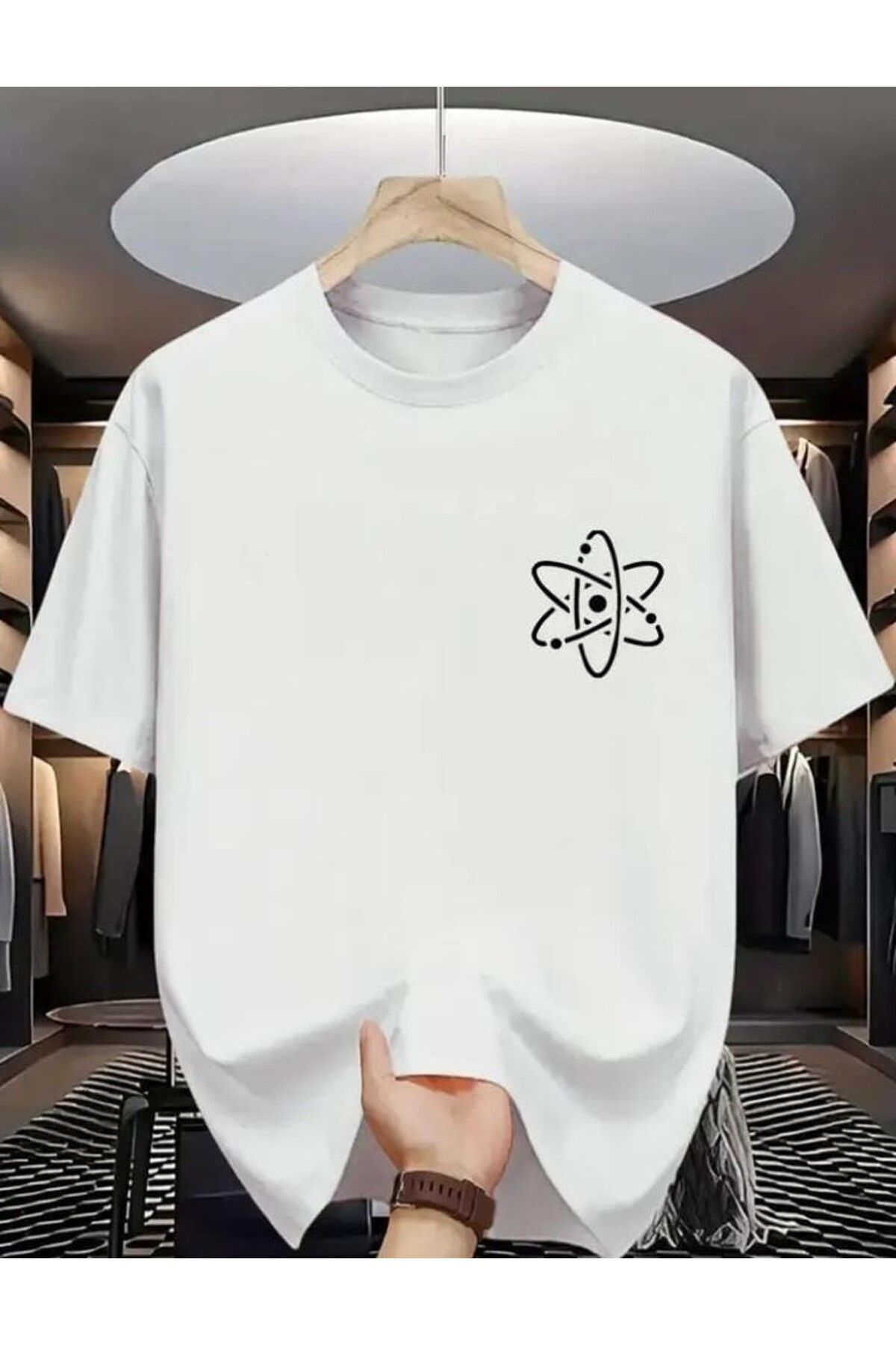 TekTarzz Unisex Atom Sembol Baskılı Tasarım Tshirt