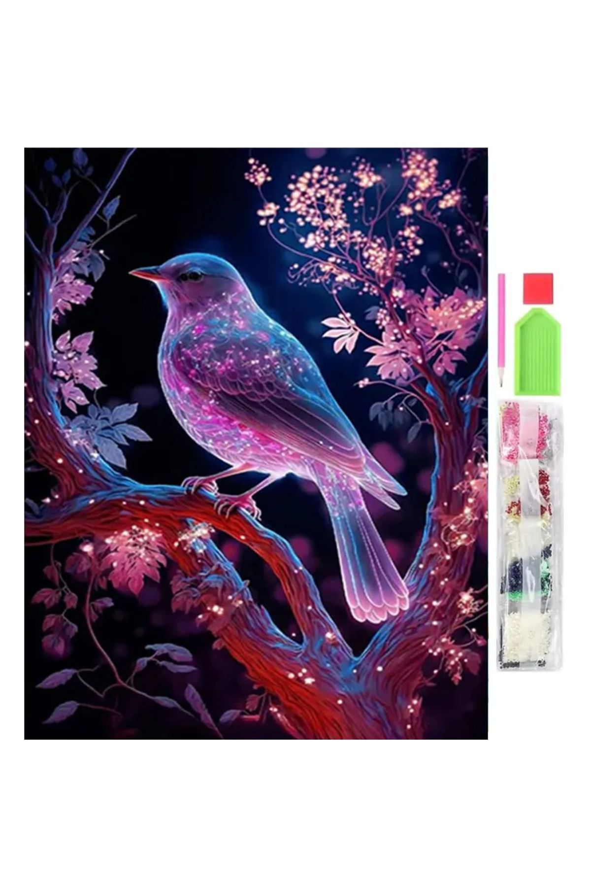 zola Goblen Mozaic Cu Diamante, Model Pasare Roz, 30x40 Cm - One Size