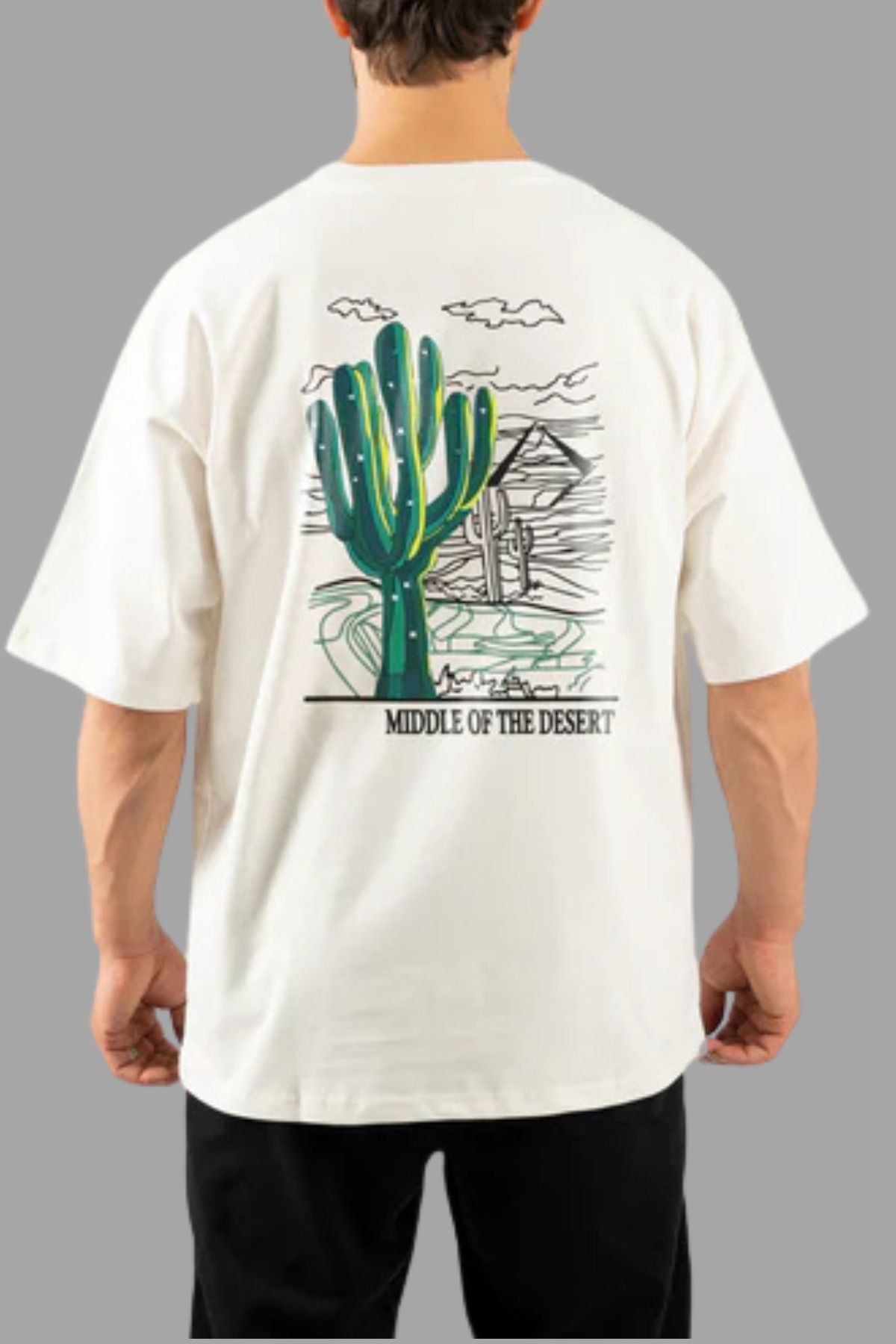 DESCARTES Middle of the Desert Baskılı Oversize T-shirt
