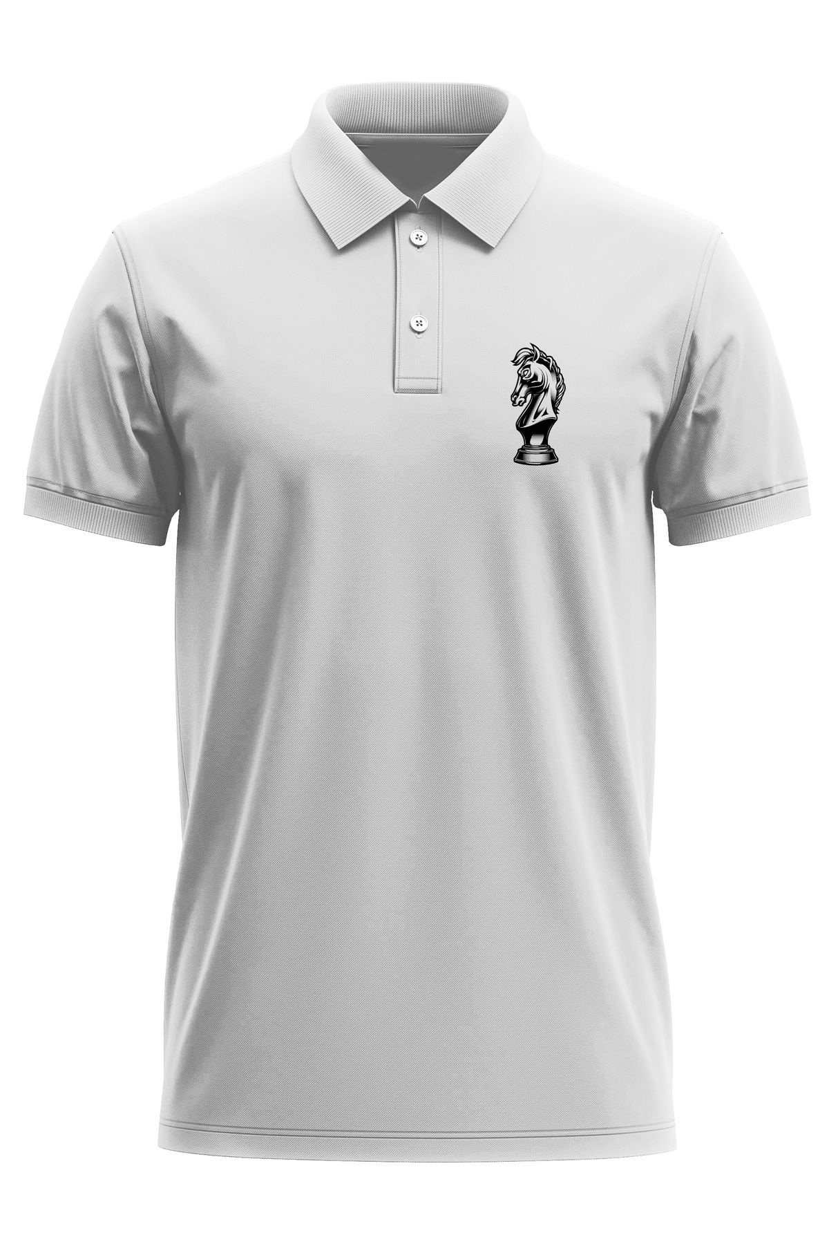 remonz Satranç At Baskılı %100 Pamuk Regular Fit Polo Yaka T-Shirt