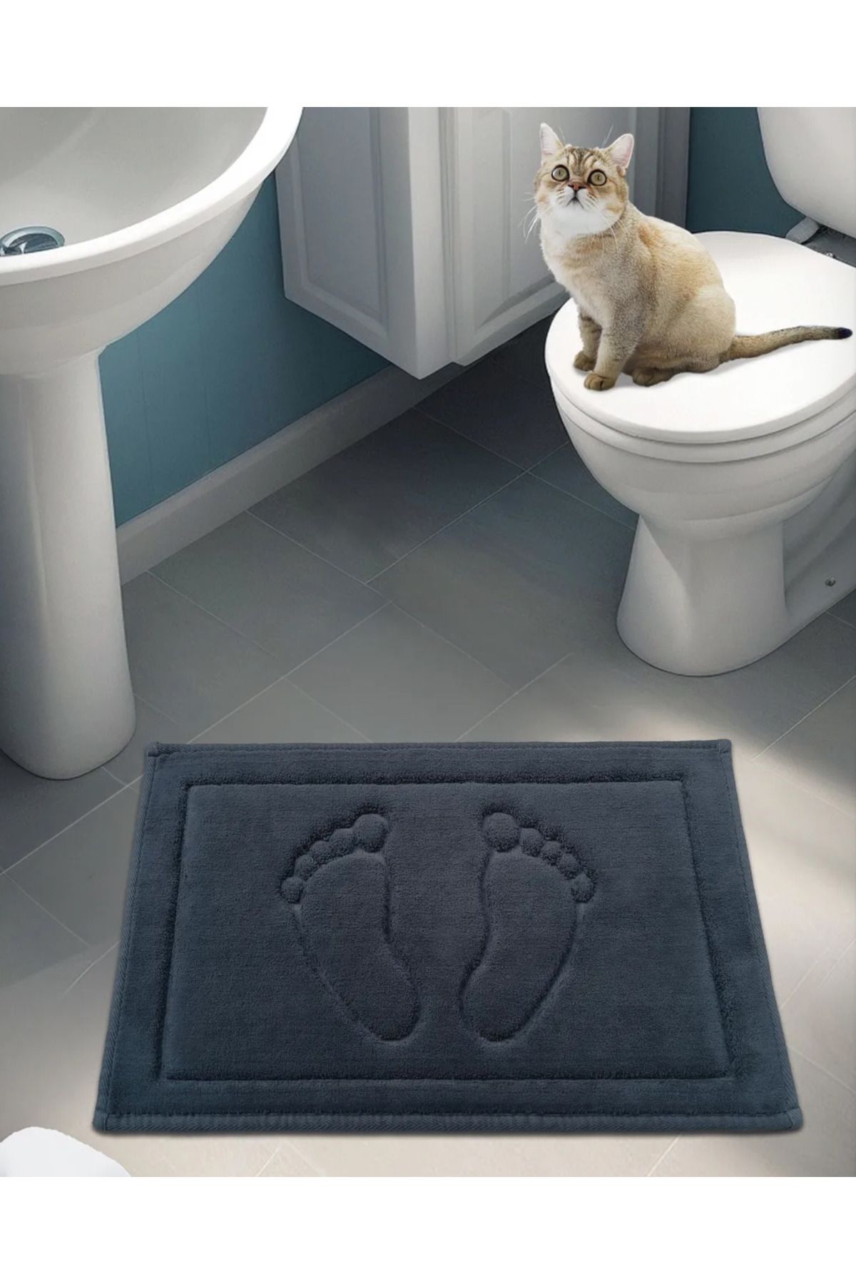 Hüma çeyiz Pamuk Dokuma Su Emici Banyo Paspası Ayak 60x40 Cm