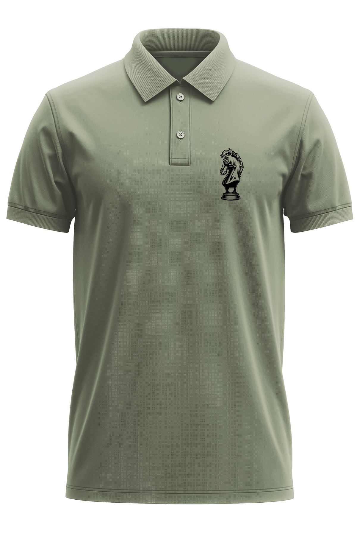 remonz Satranç At Baskılı %100 Pamuk Regular Fit Polo Yaka T-Shirt