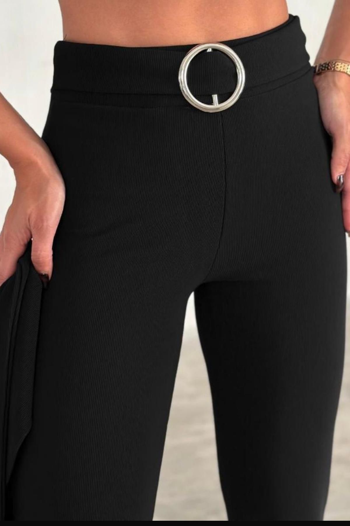 Derya butik Kemer Detaylı İspanyol Pantolon