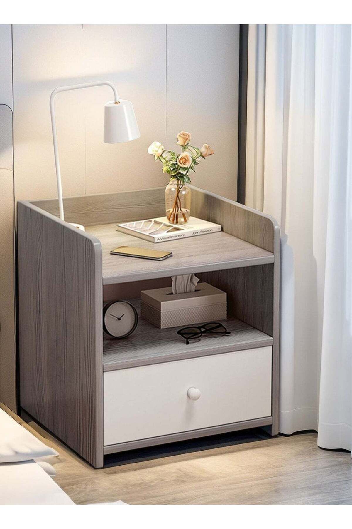 soufa dibaj-Large-Capacity MDF Engineering Board Storage Home Bedside Coffee Table And Nightstand With Drawer 5