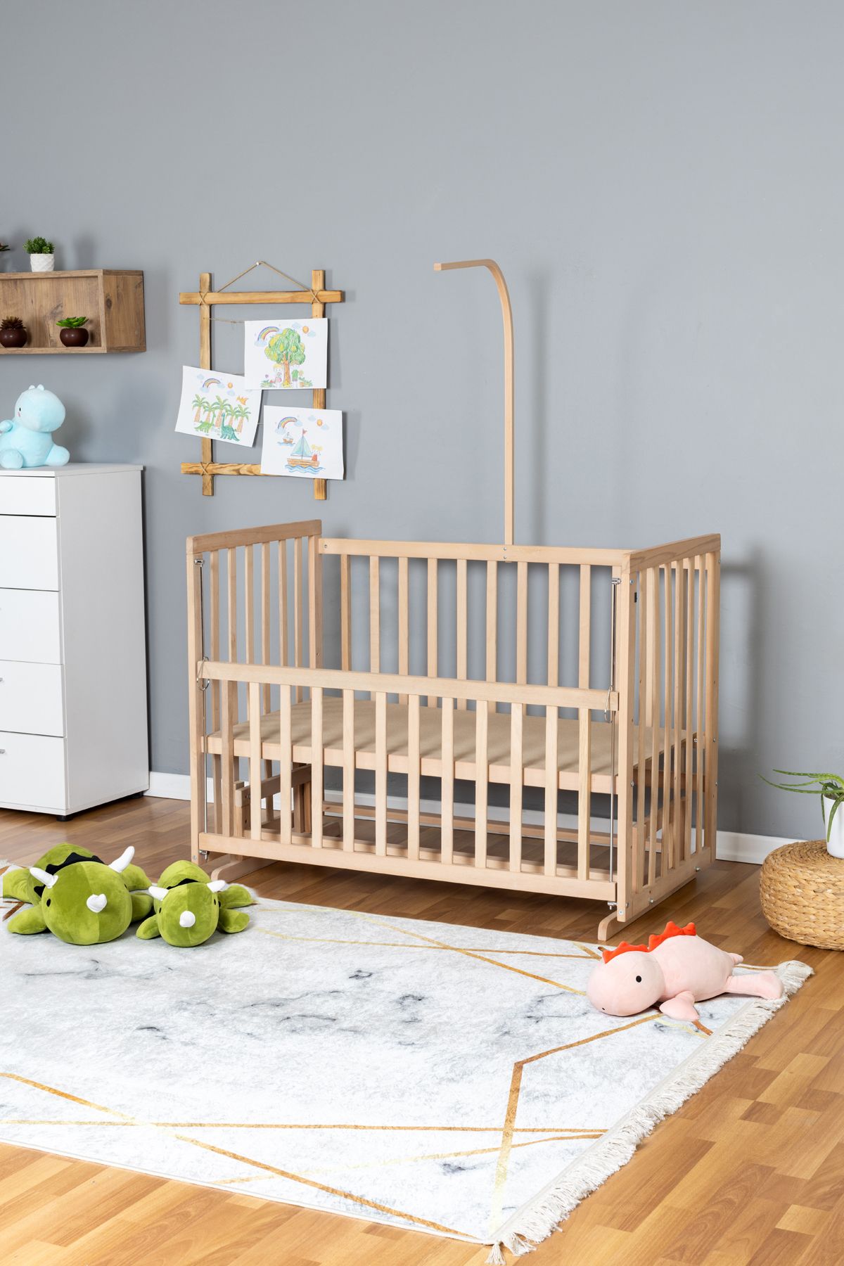 Carino Wins Ahşap Beşik Anne Yanı Yeni Doğan Asya Organik Bebek Beşiği UYKU SETSİZ