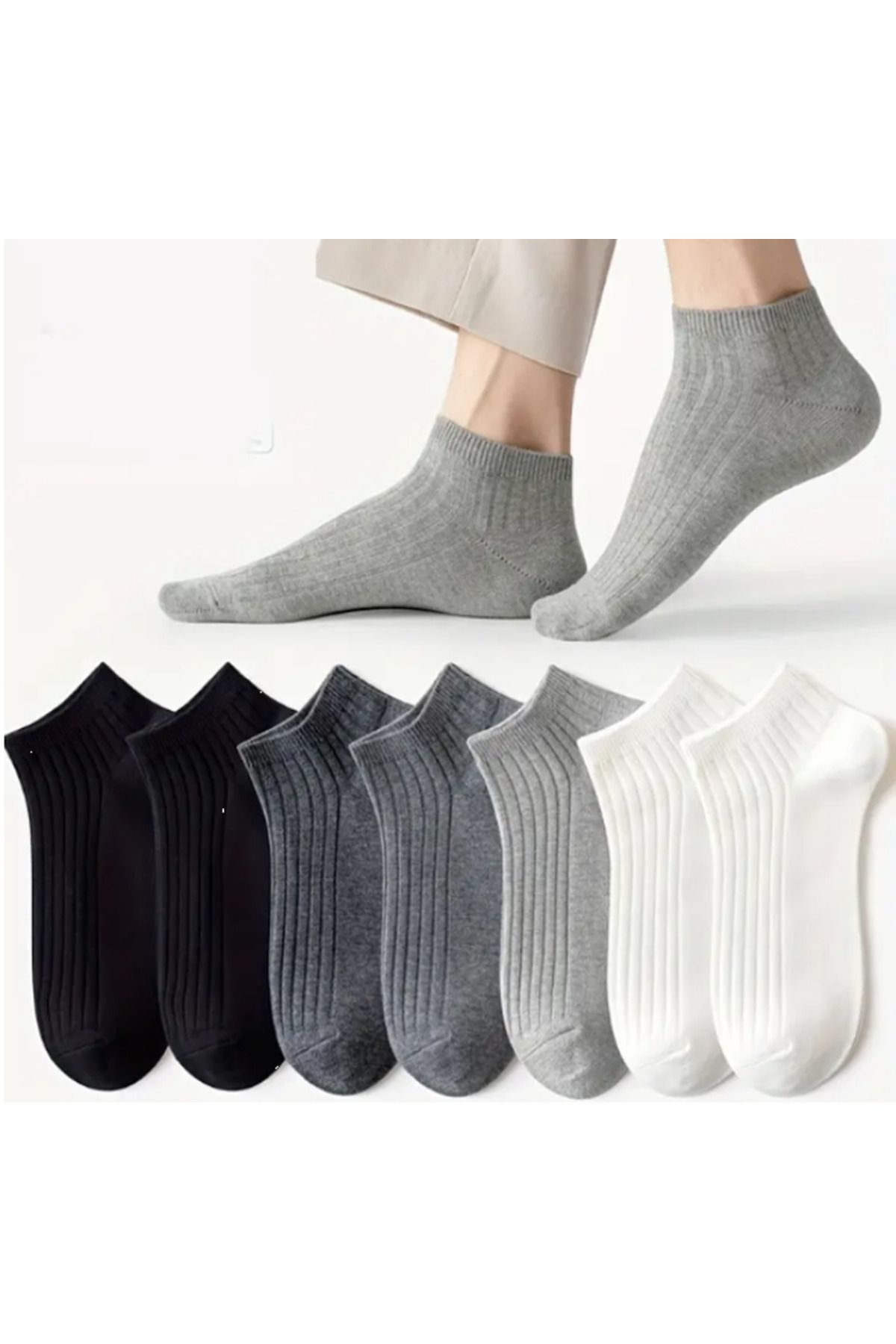 HTC SOCKS 8 Çift Unisex Fitilli Patik Çorap Kısa Çorap
