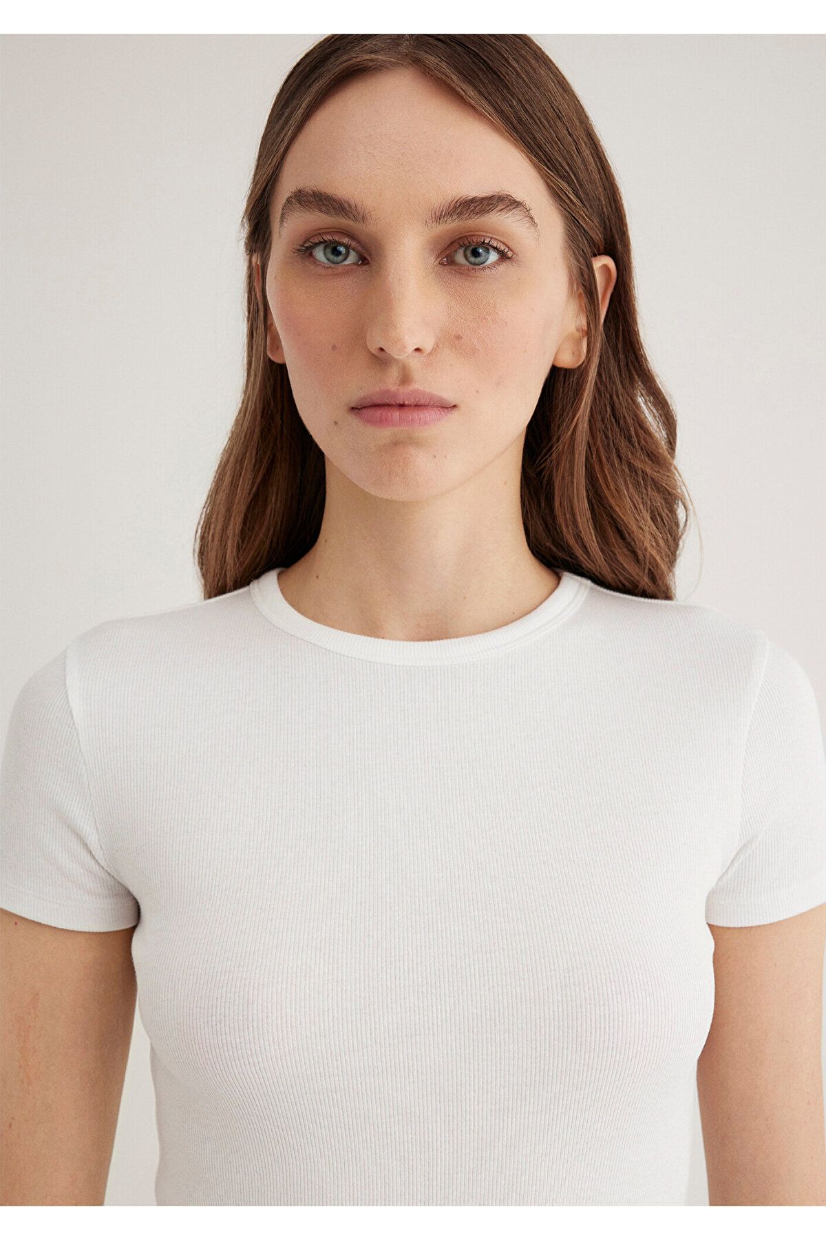Mavi-Biały T-shirt Basic dopasowany/krój gładki do ciała 1613081-70057 5