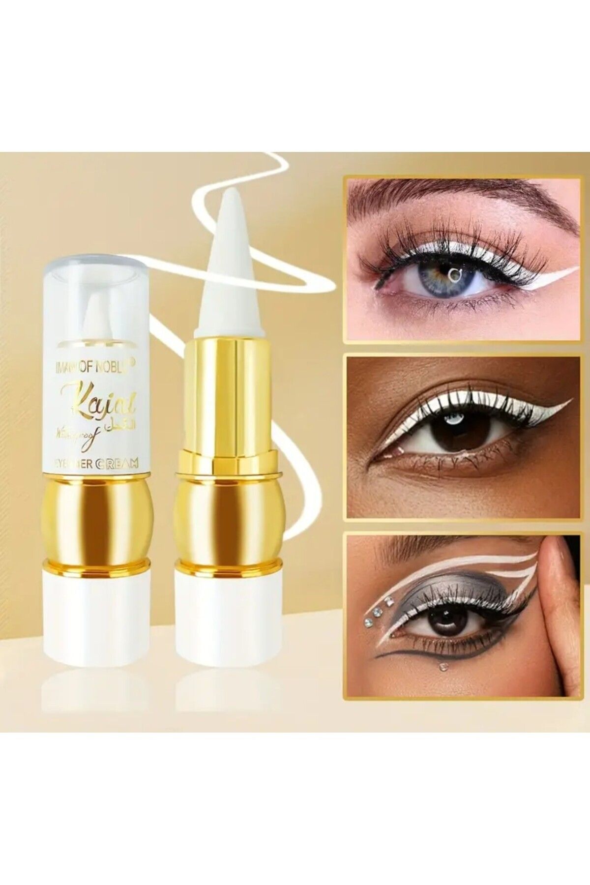 Madam accesorize Yağlı Yumuşak Sürüm Mat Bitişli Beyaz Krem Eyeliner