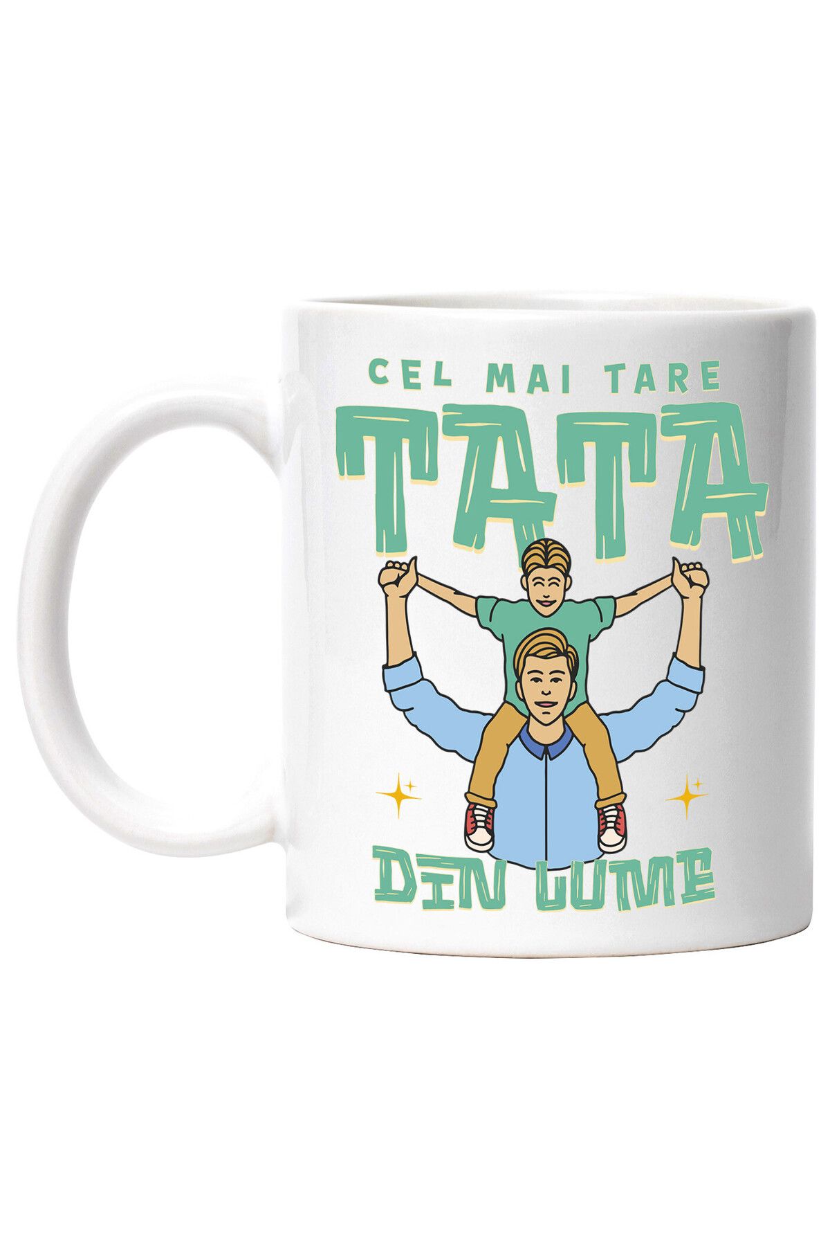 StoryGift Romania Cana Cu Tata Si Fiice Canapea Copii Text Petrecere Surpriza Pentru Tata, Dragost, Cu Maner Alb - One Size