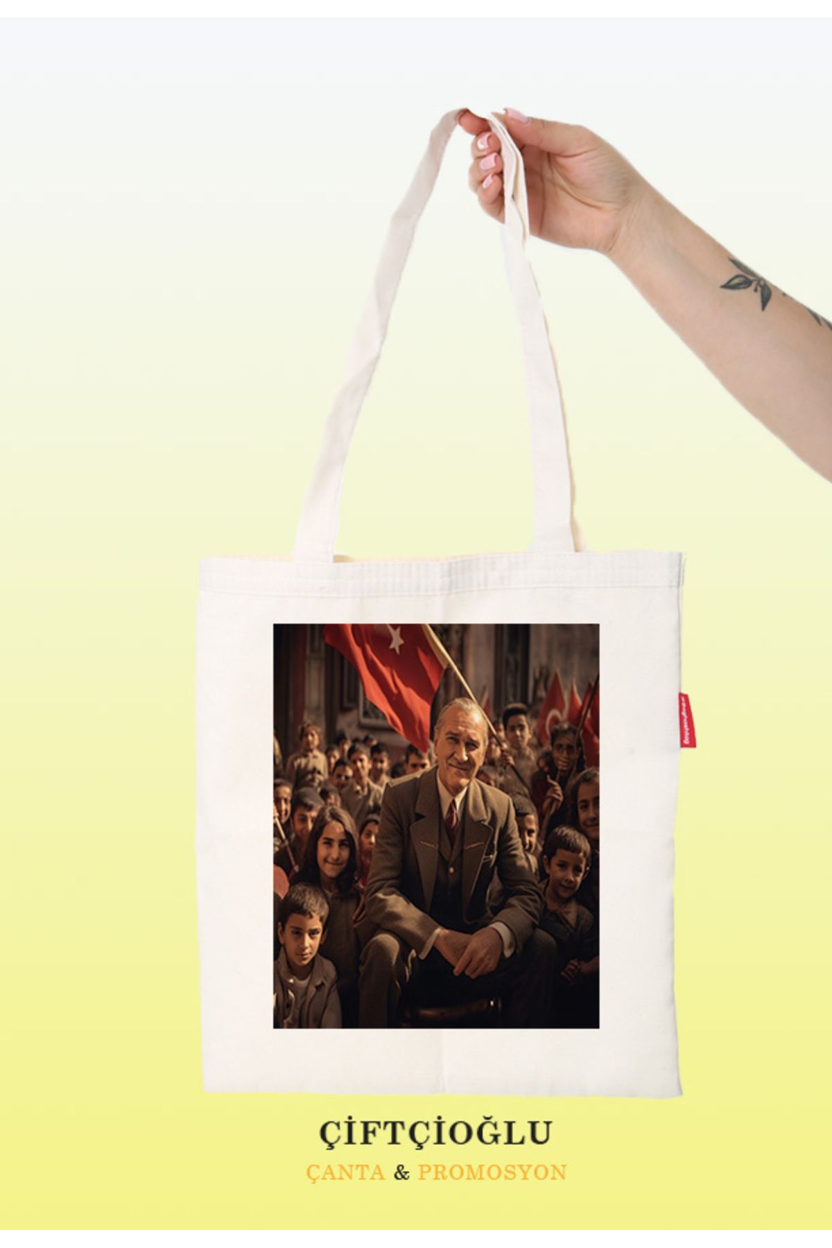 çiftçioğlu Mustafa Kemal Atatürk Baskılı 38x42 Bez Çanta