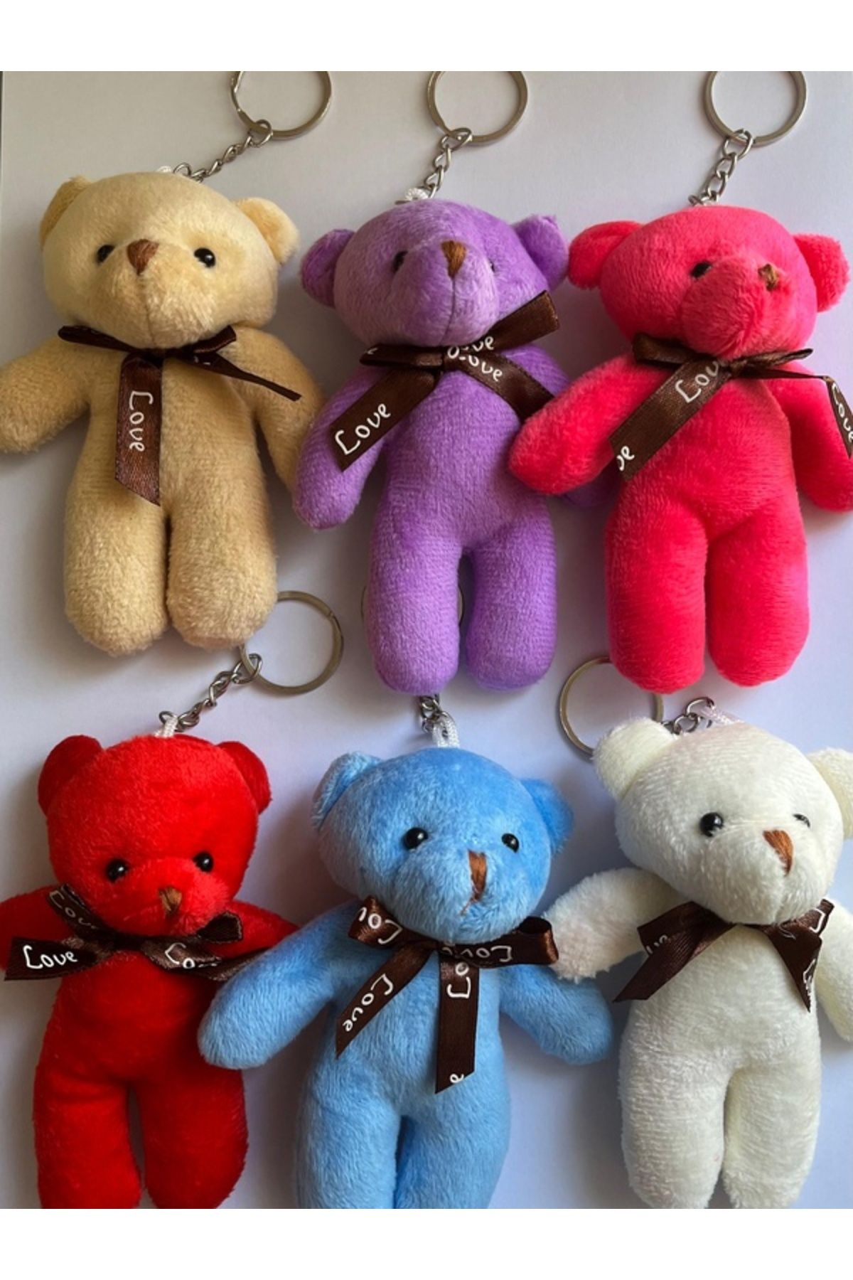 ŞEN AKSESUAR Sevimli Mini Peluş Ayıcık Karışık Renkli Anahtarlık Hediyelik Çanta Süsü Anahtarlık