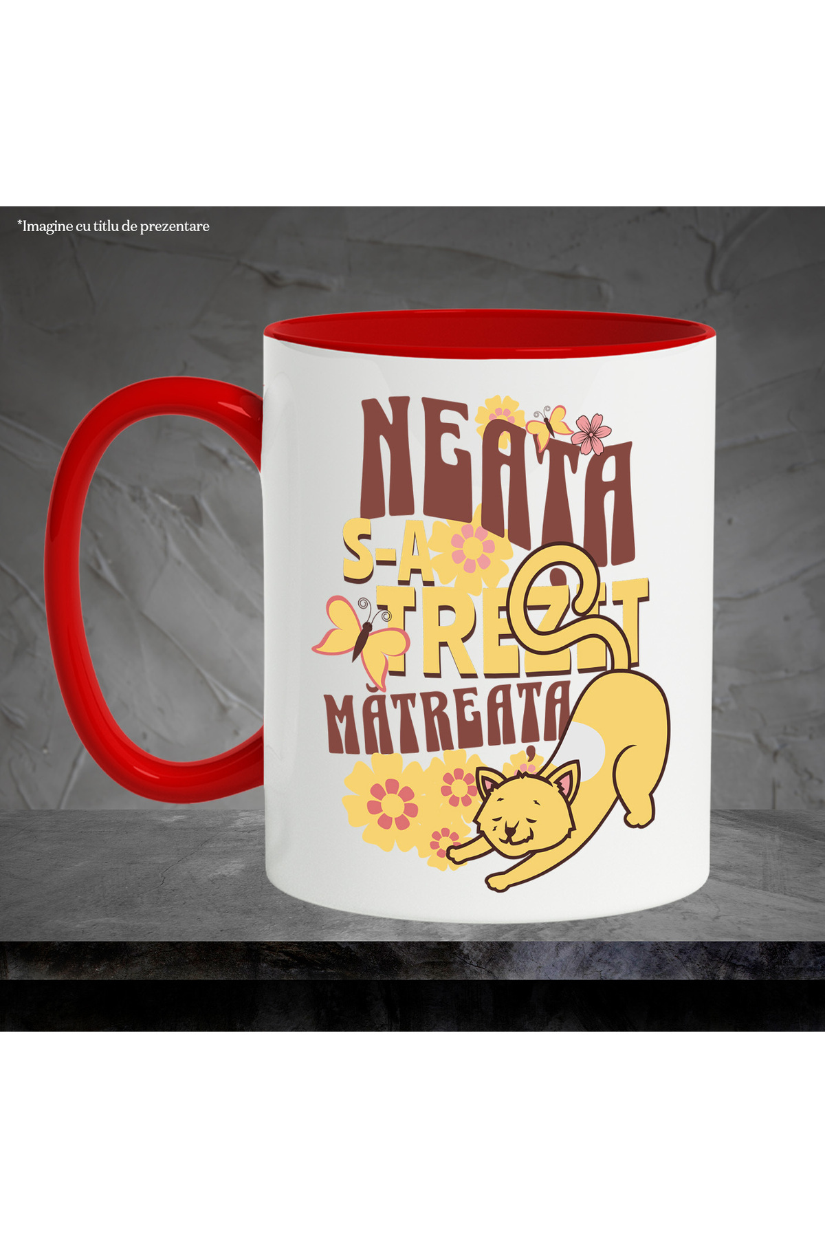 StoryGift Romania-Mug Sleepy Cat Funny Text Neat Woke Up Dandruff Furry Animal, 330ml, With ,STG 3