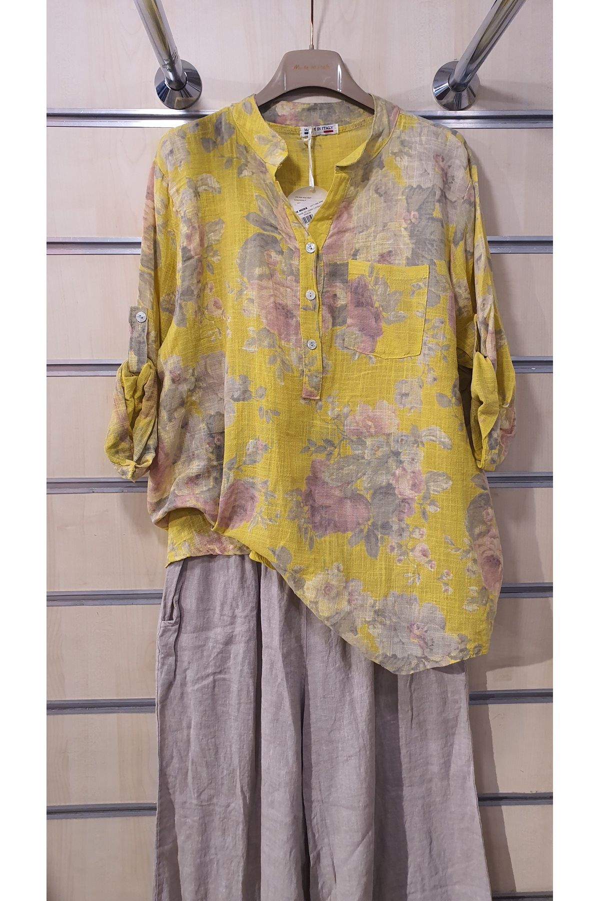 Park Moda İtalyan Gömlek 3 Düğmeli Batik Gül Desen